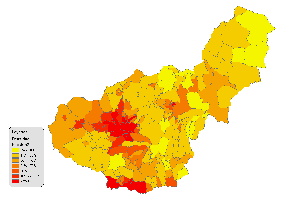 Population density of the province of Granada 2008 Full size Gifex