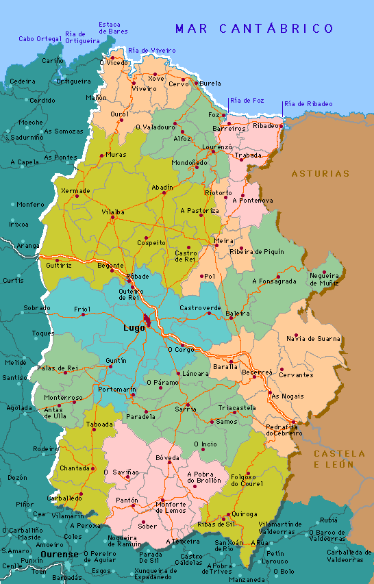 Mapa de carreteras de la Provincia de Lugo - Tamaño completo