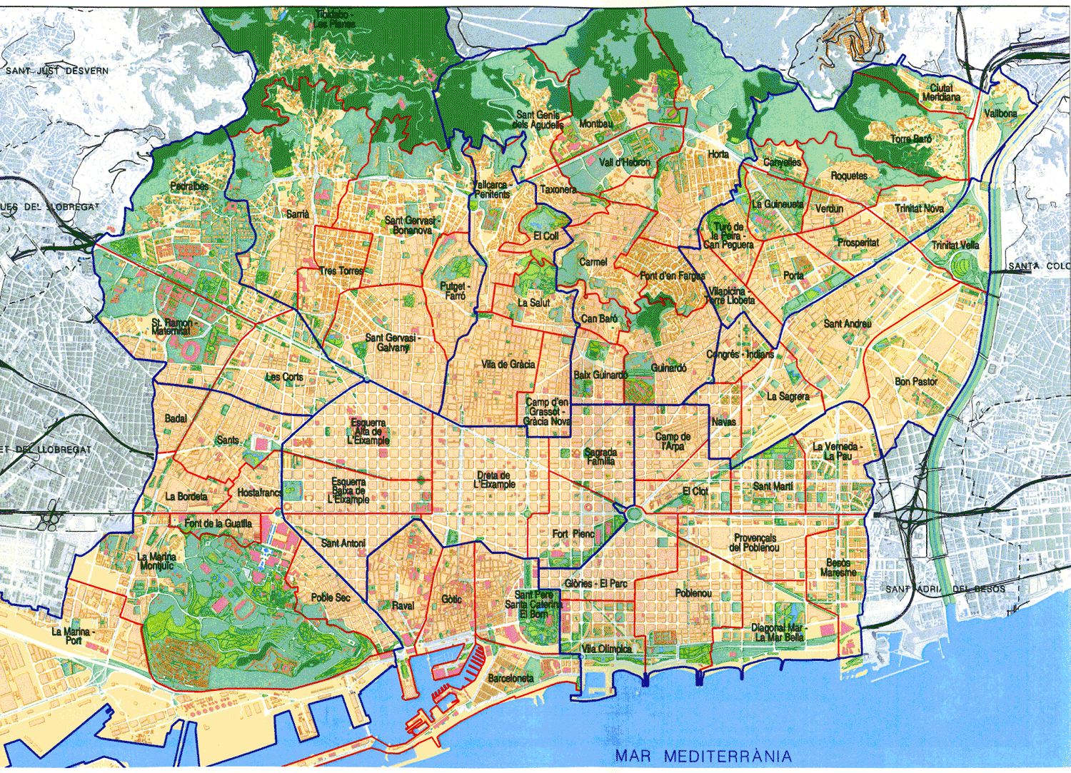 Barcelona Neighbourhoods Full Size   Barcelona Neighbourhoods 