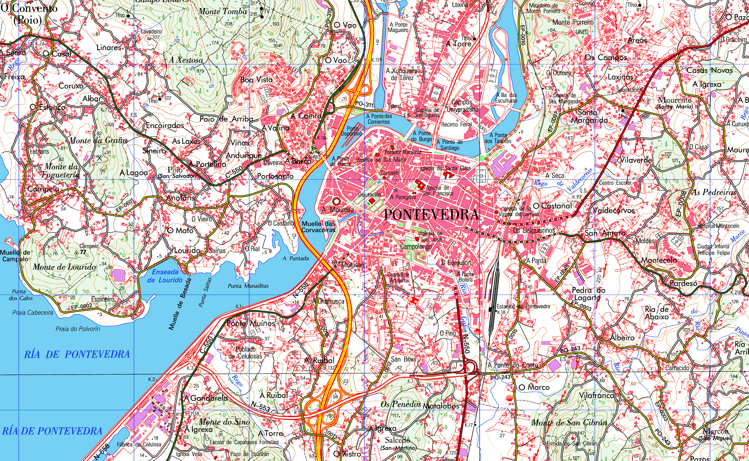 Pontevedra map - Full size | Gifex