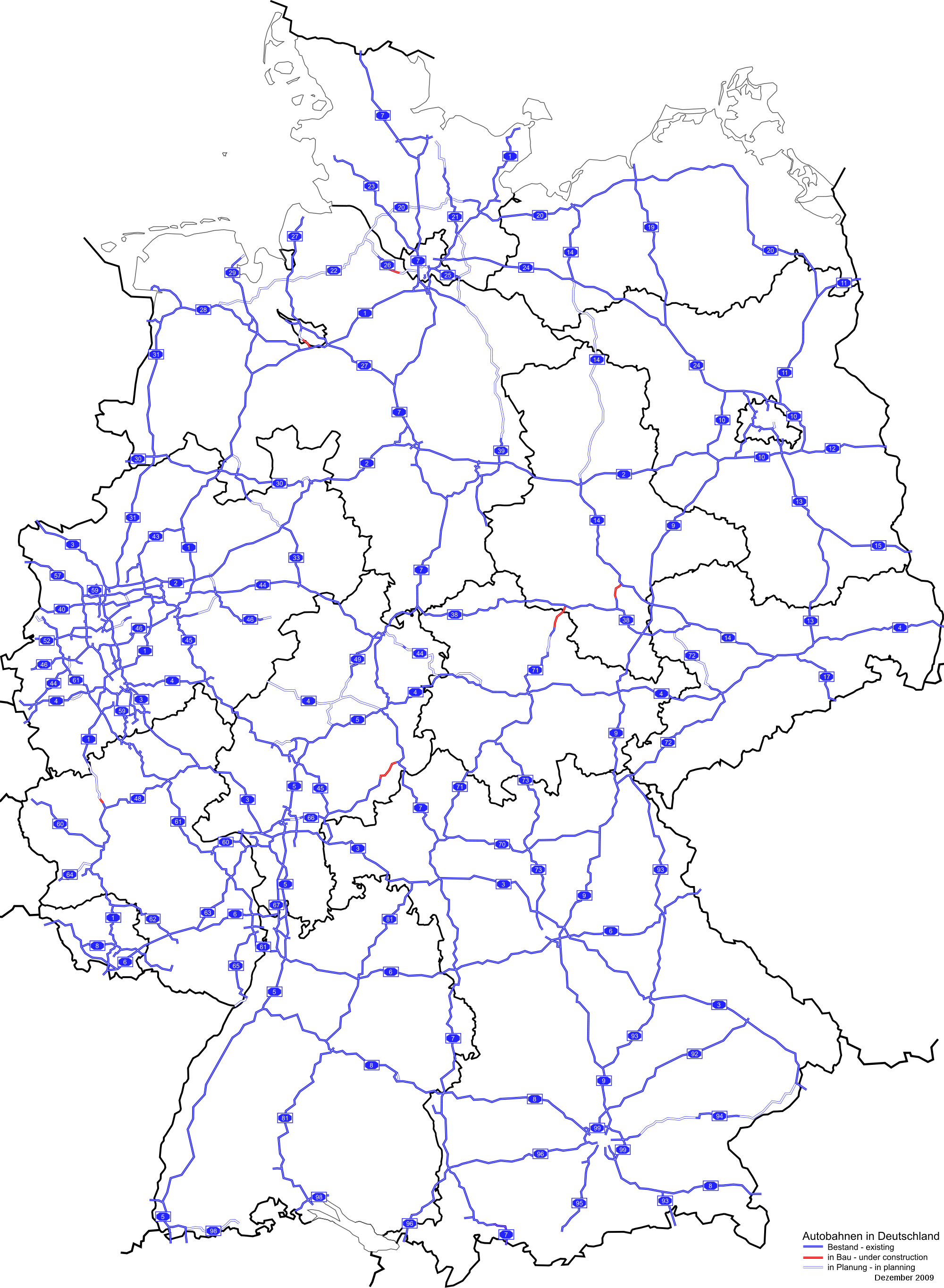 Germany road map 2009 - Full size