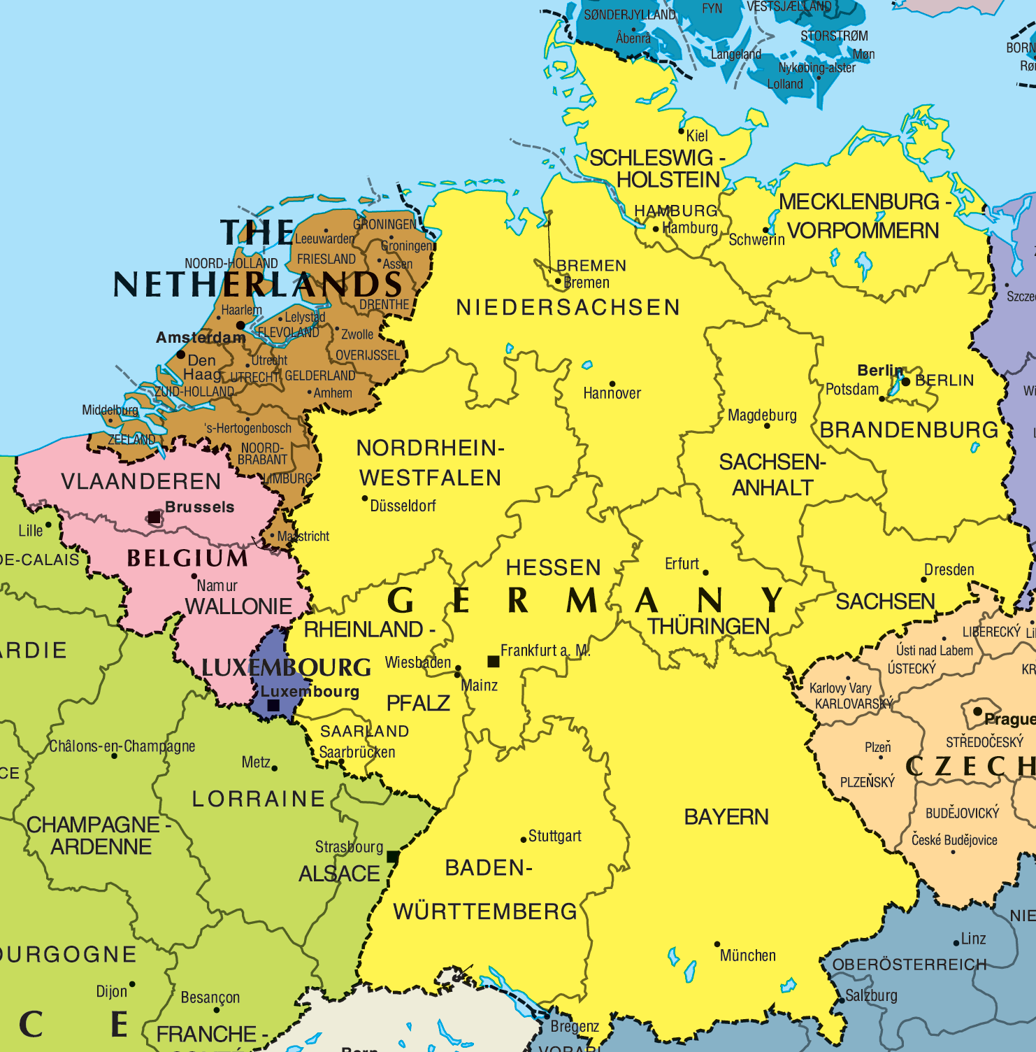 Map Of Germany And The Countries Around It - Best Map of Middle Earth