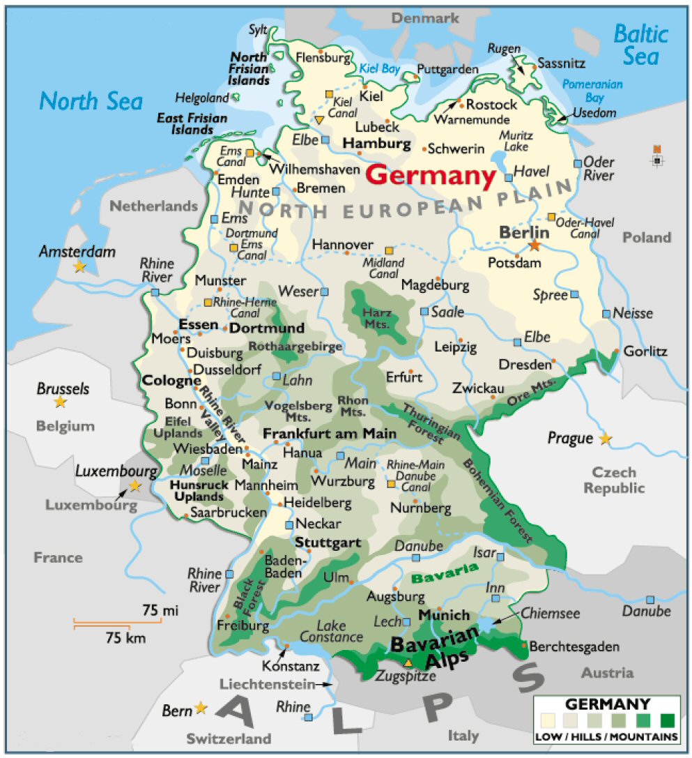 Physical map of Germany - Full size | Gifex