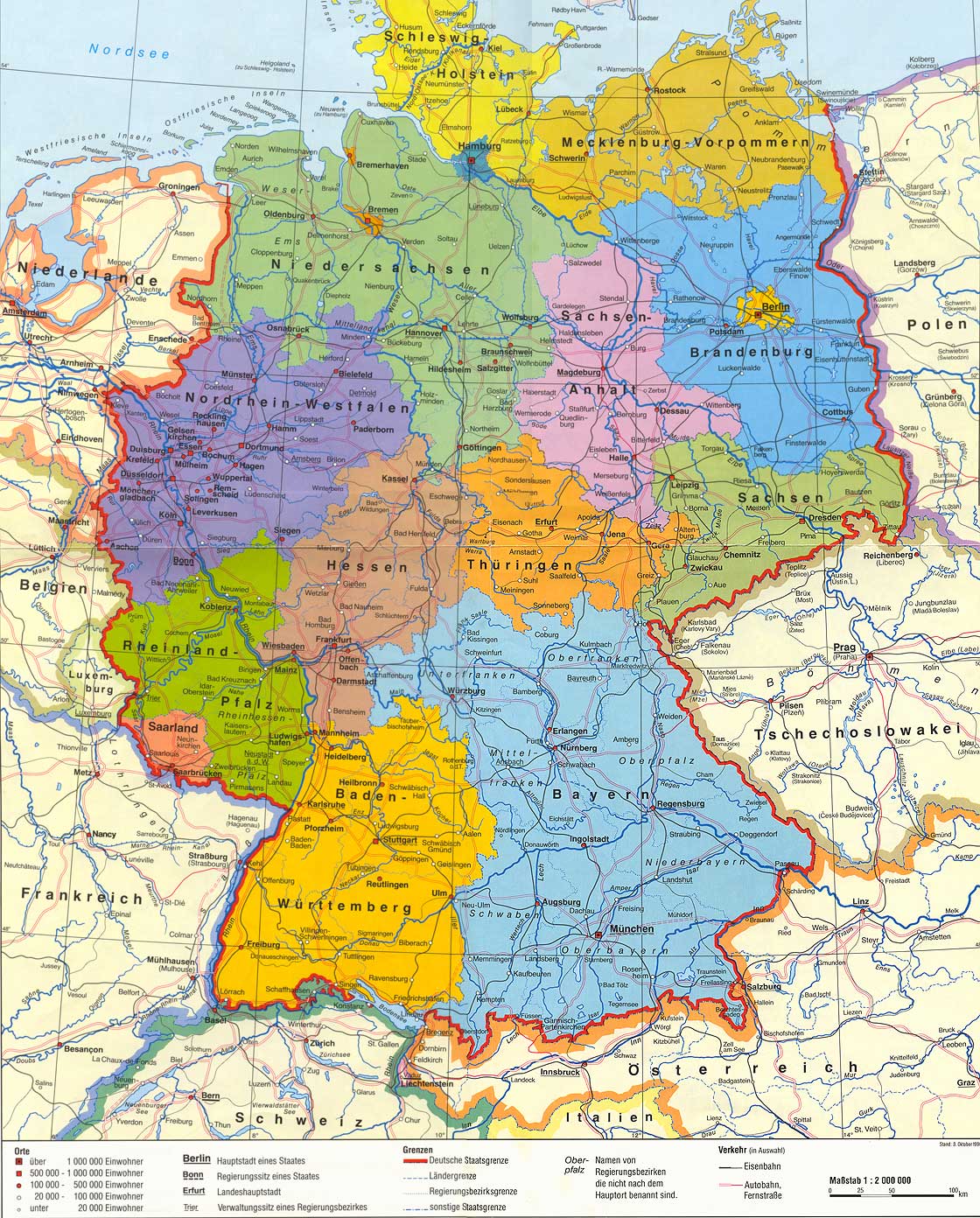 Political Map of Germany 1990 - Full size | Gifex