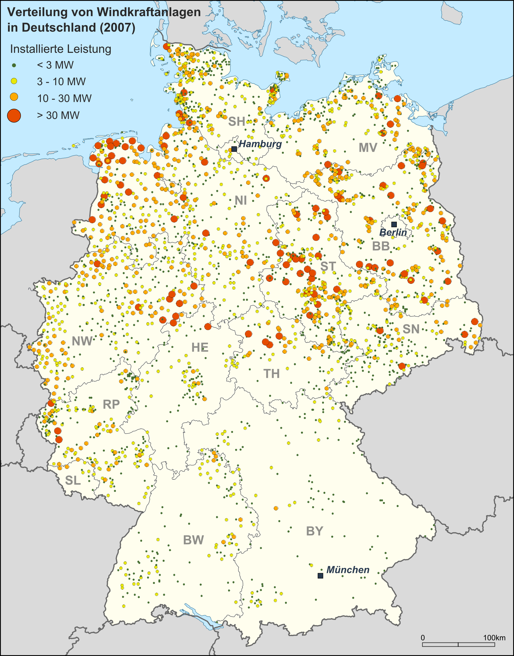 Wind farms in Germany 2008 - Full size