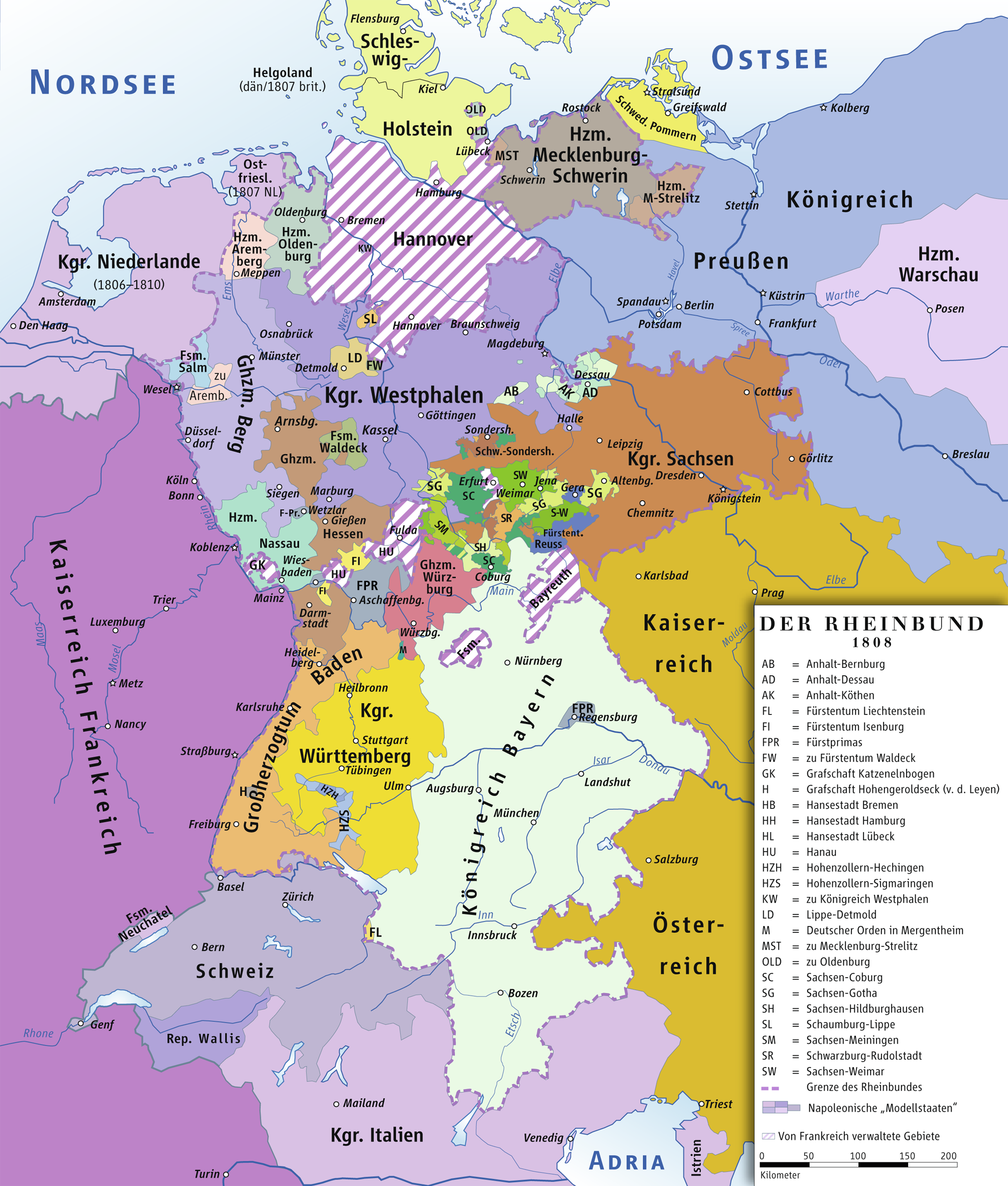 Confederation of the Rhine 1808 - Full size