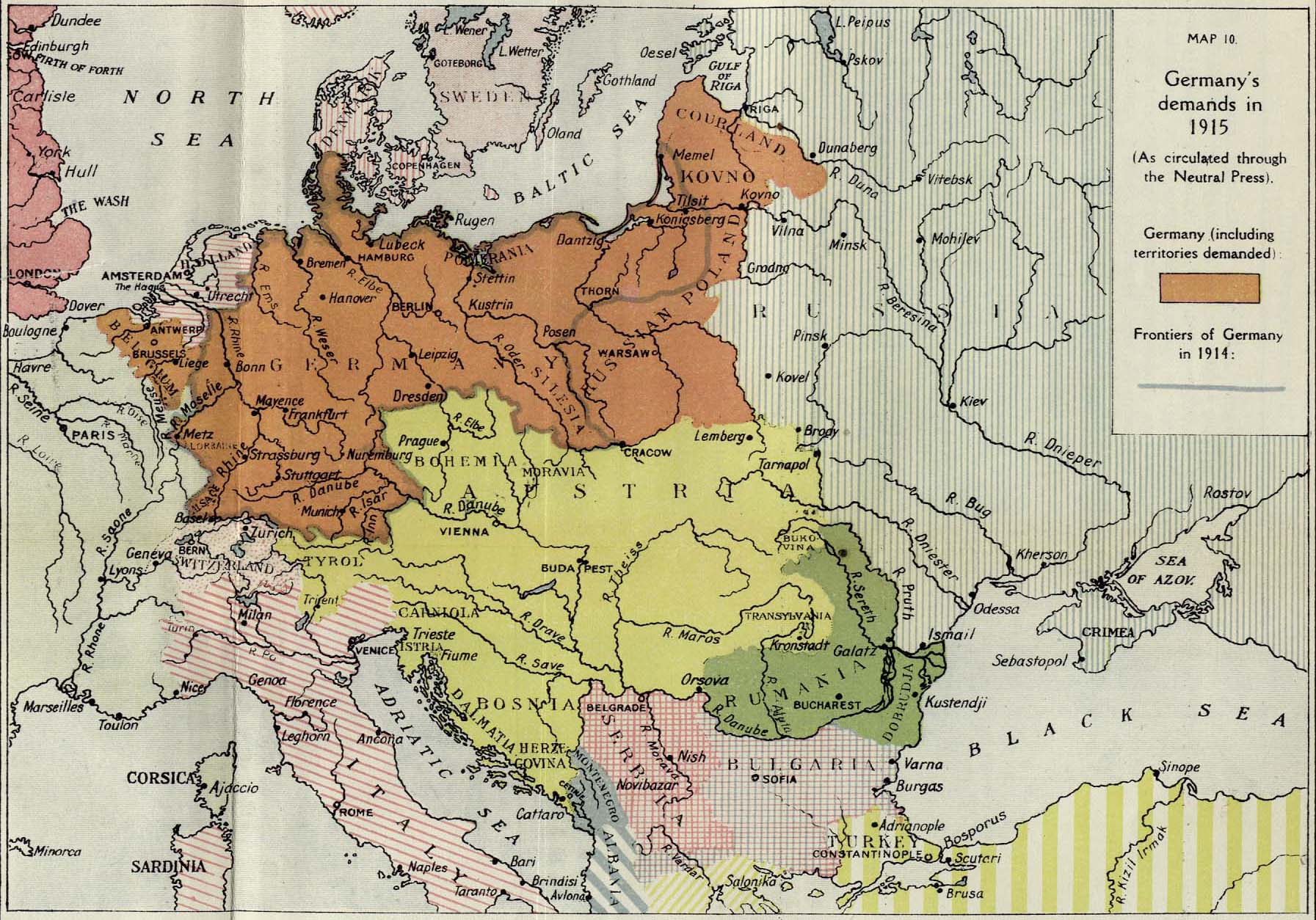 Карта мира 1915 года на русском языке