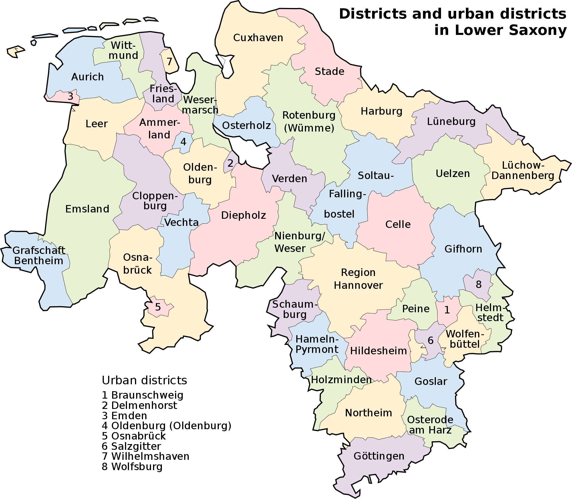 Map of Lower Saxony 2008 - Full size