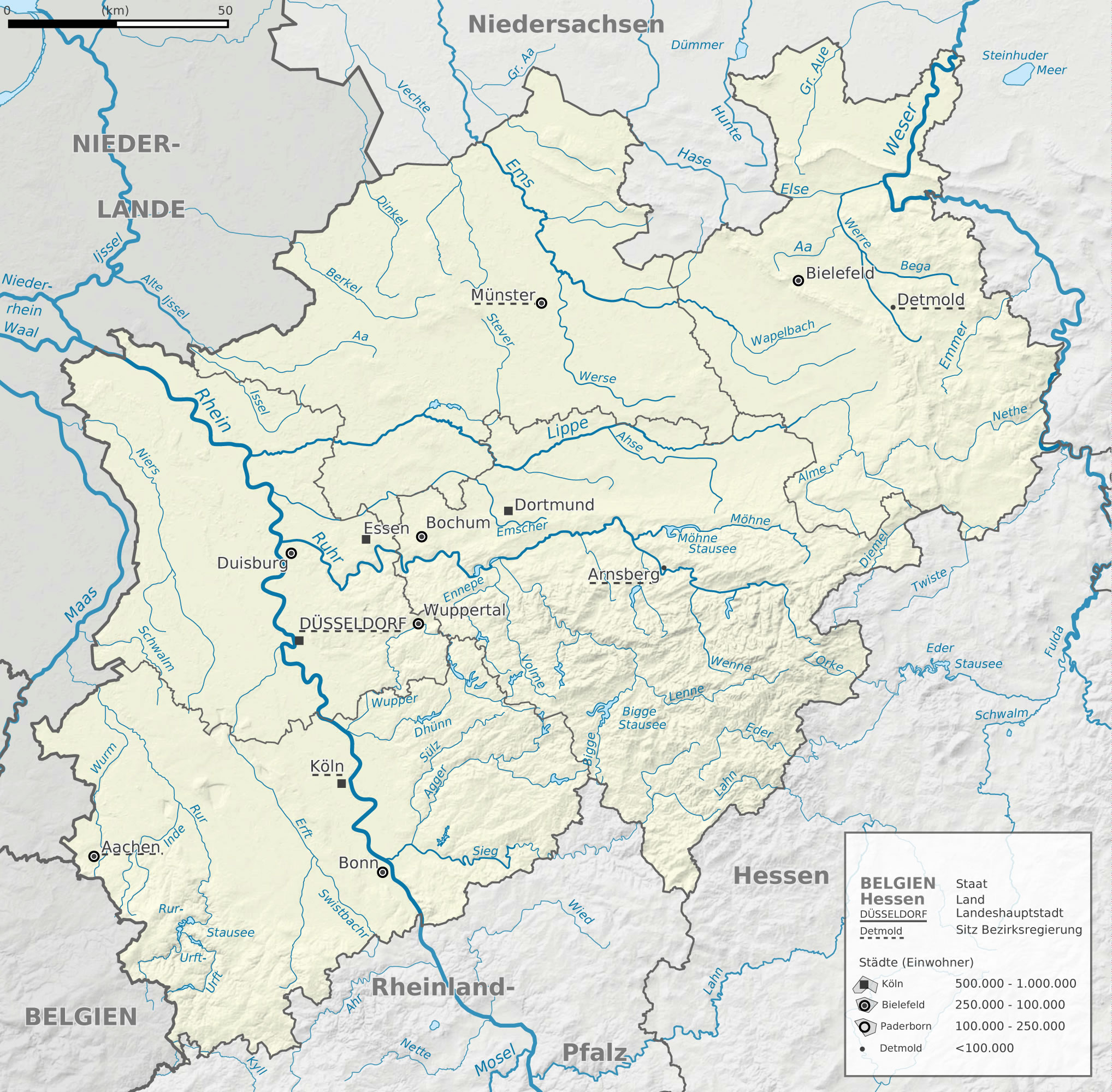 Rivers And Relief Of North Rhine Westphalia 2009 
