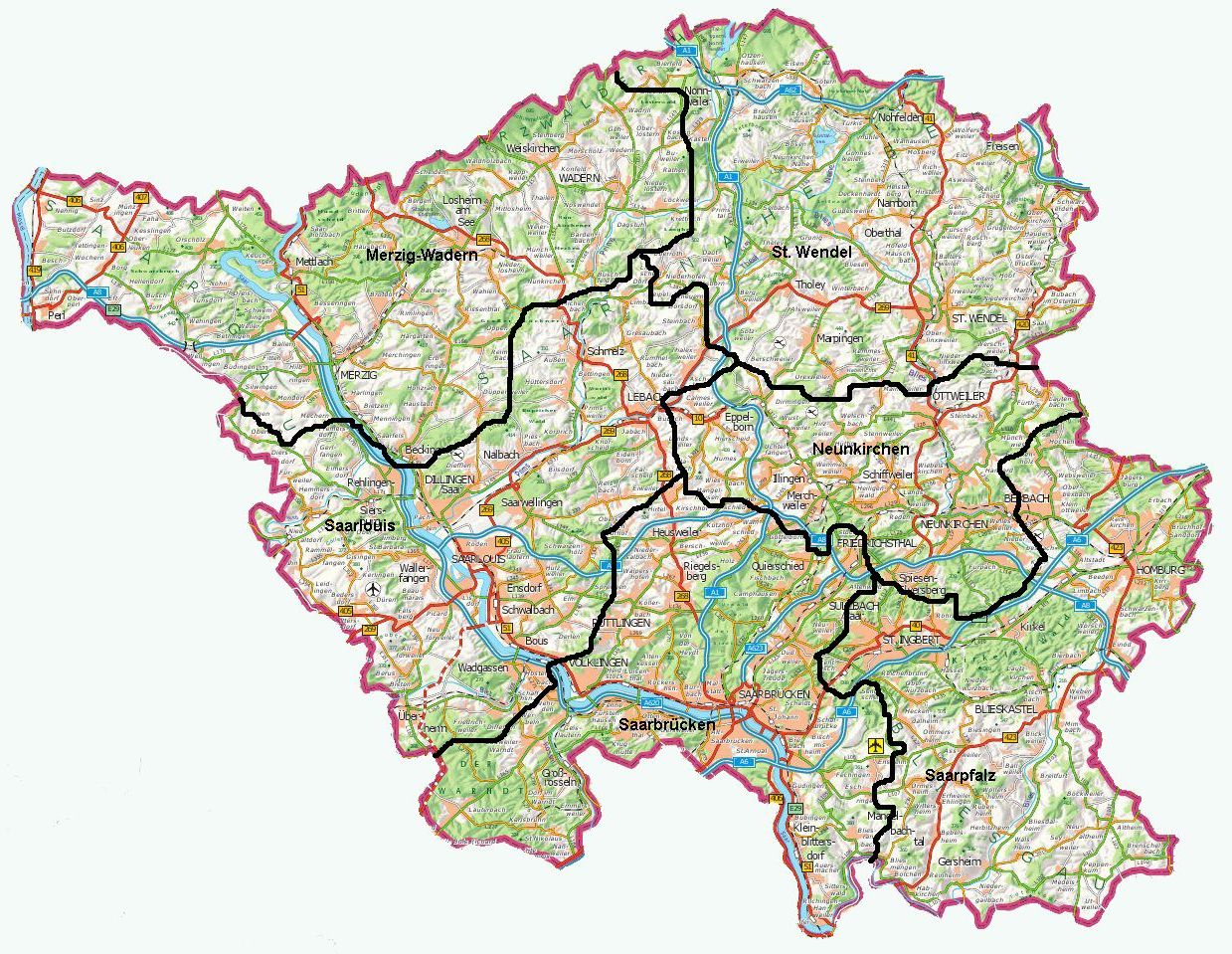 Saarland map - Full size | Gifex