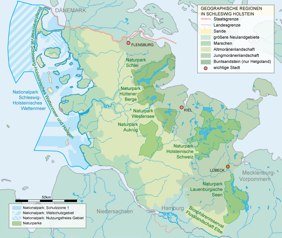 National and natural parks in Schleswig-Holstein 2007 - Full size | Gifex