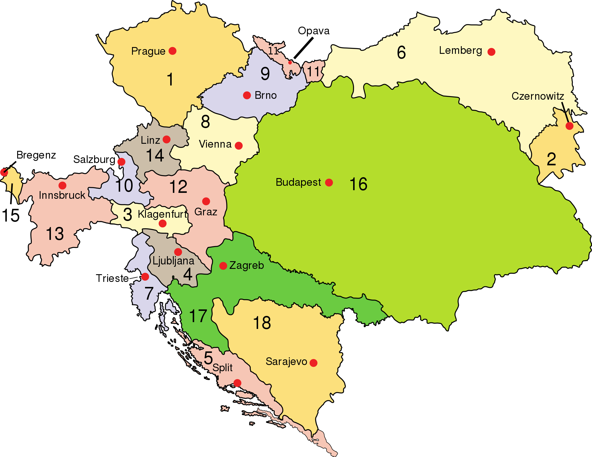 Austria-Hungría 1910 - Tamaño completo