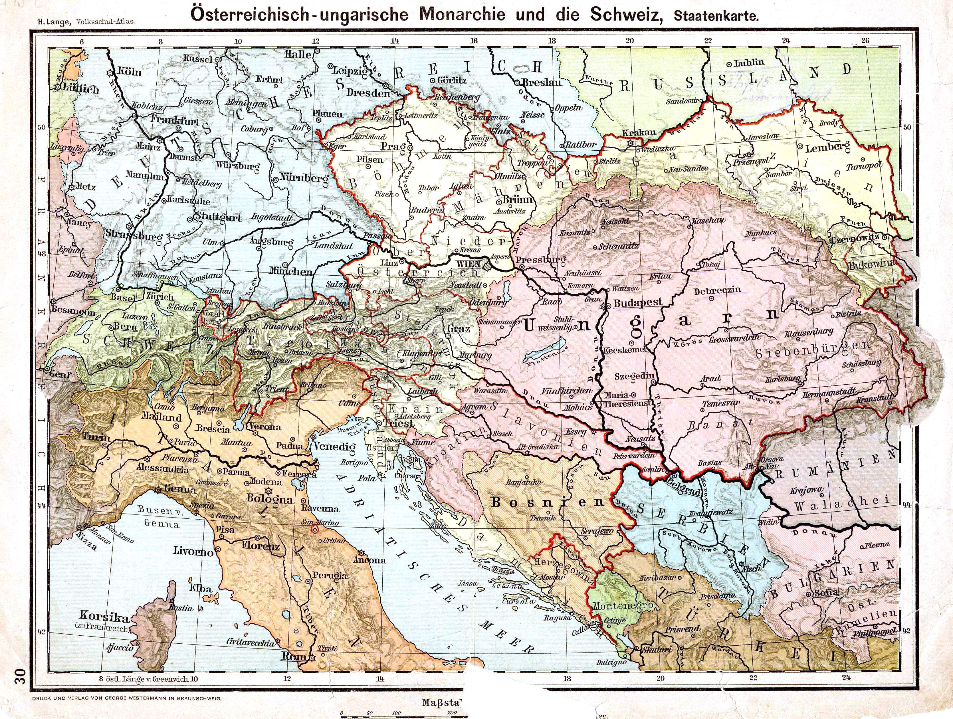 La Monarquía Austro Húngara Y Suiza 1899 Tamaño Completo Ex 4438