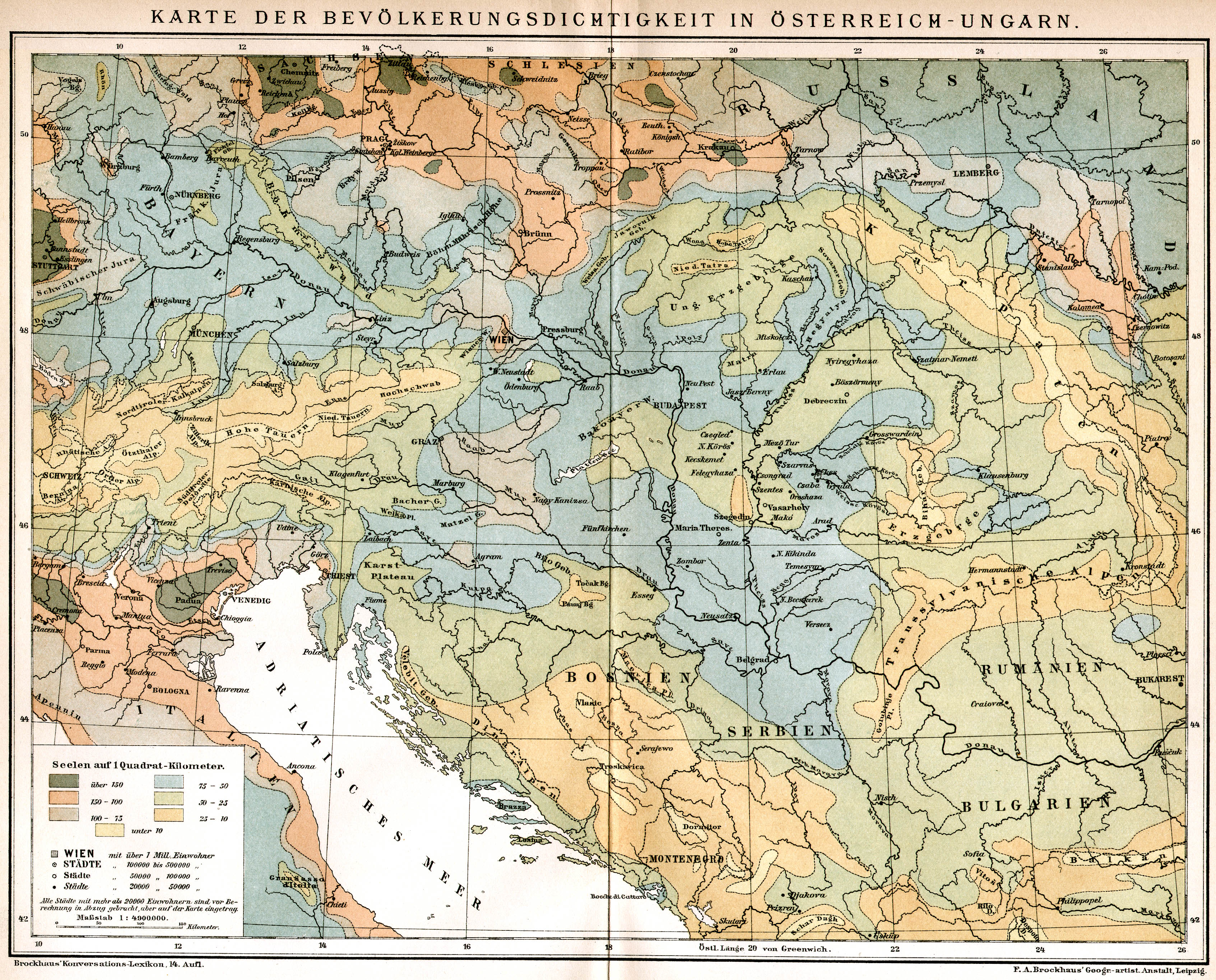 Densidad De Poblacion En Austria Hungria 1897 