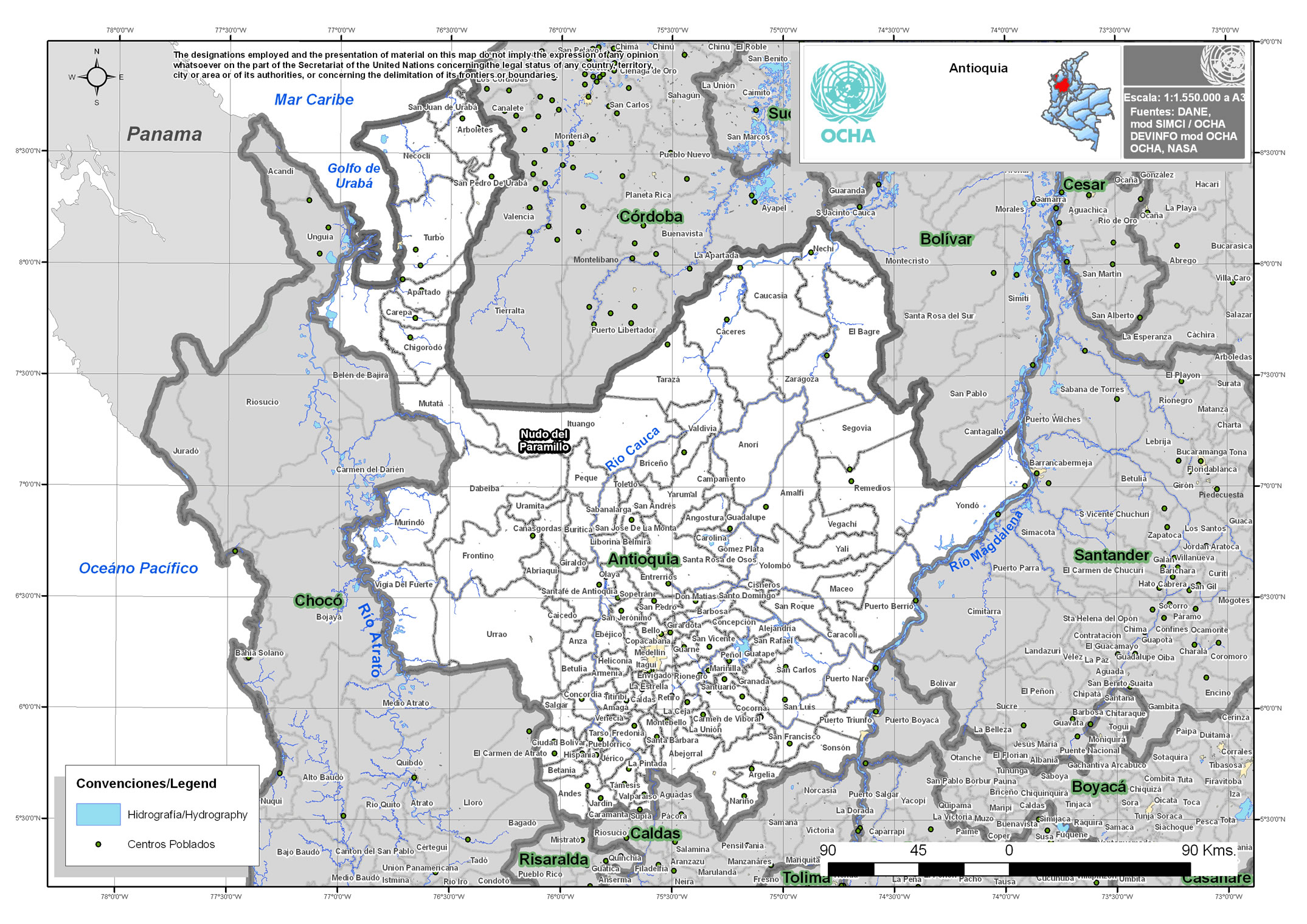 Antioquia map - Full size