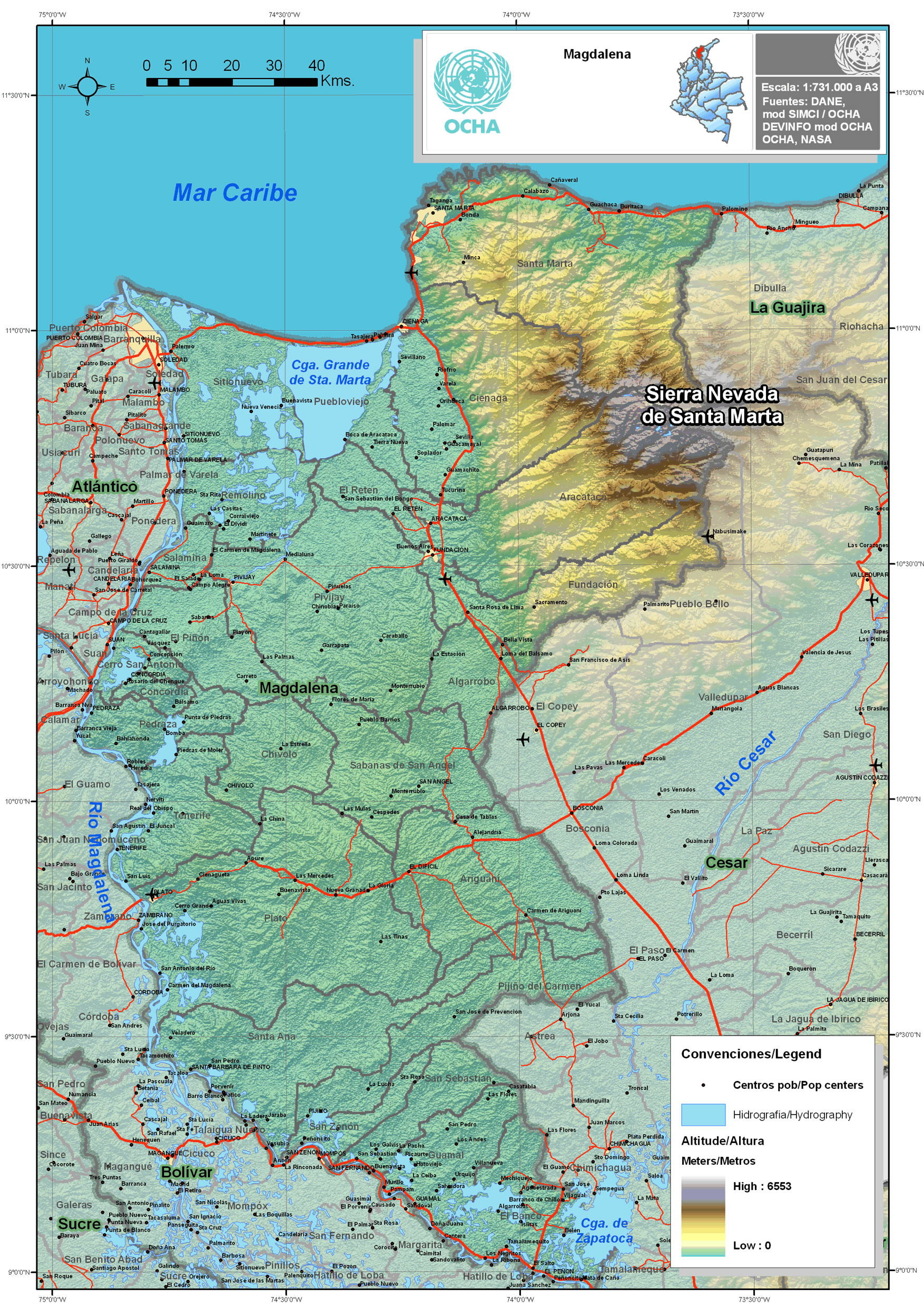 Physical Map Of Magdalena Full Size 