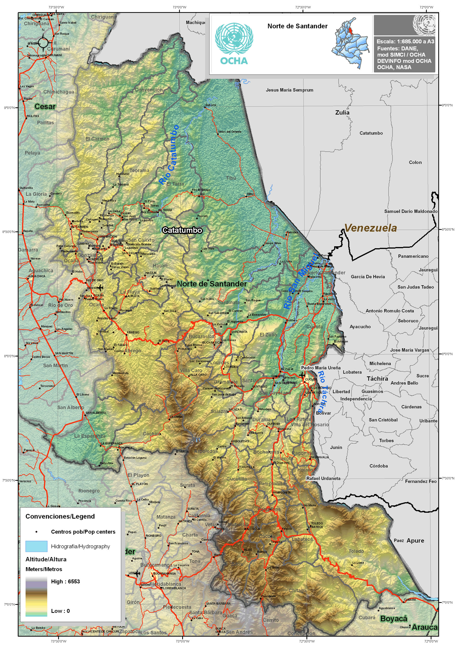 Mapa Físico Del Norte De Santander Tamaño Completo Ex 1412