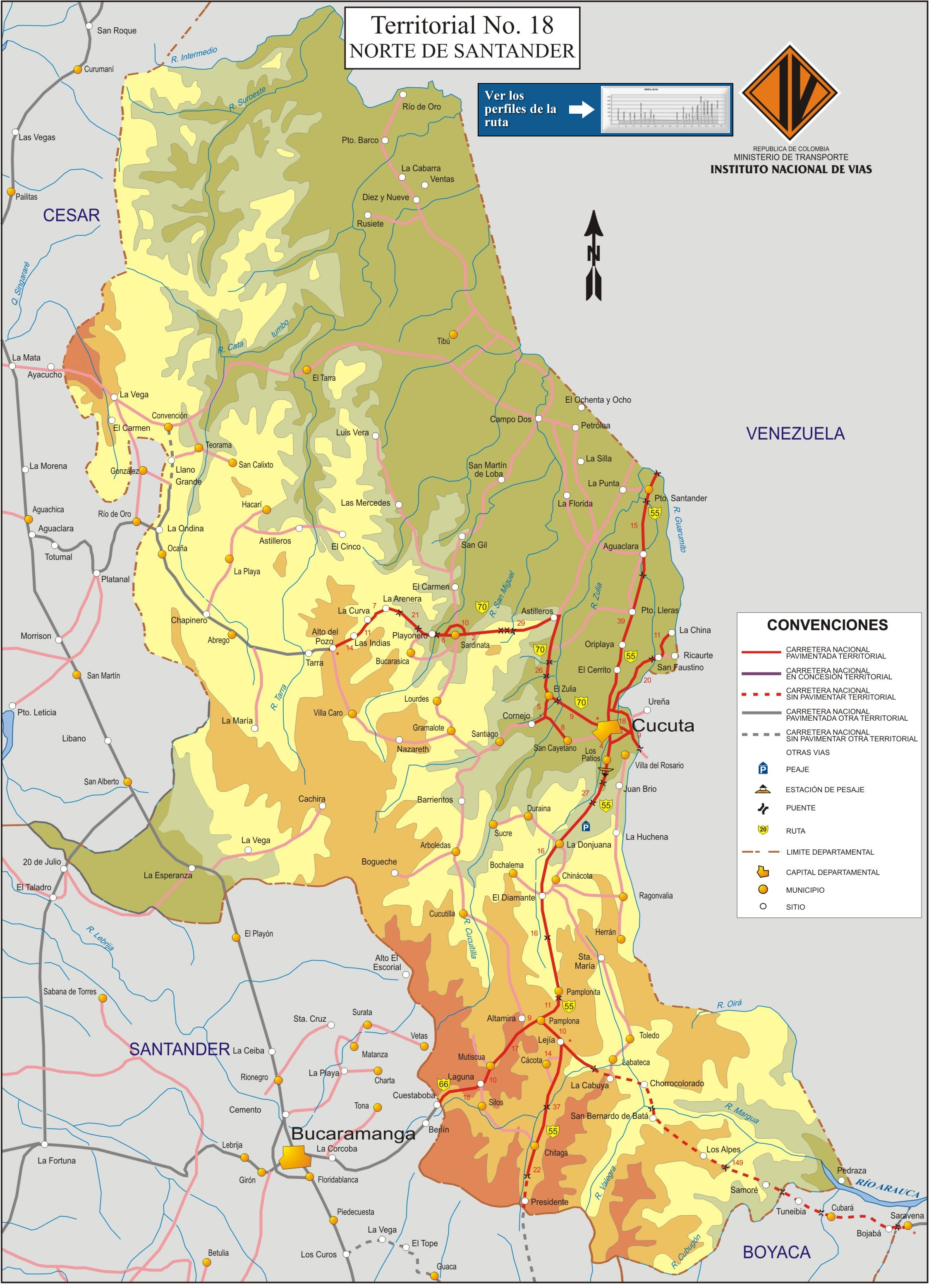 Norte de Santander road map - Full size