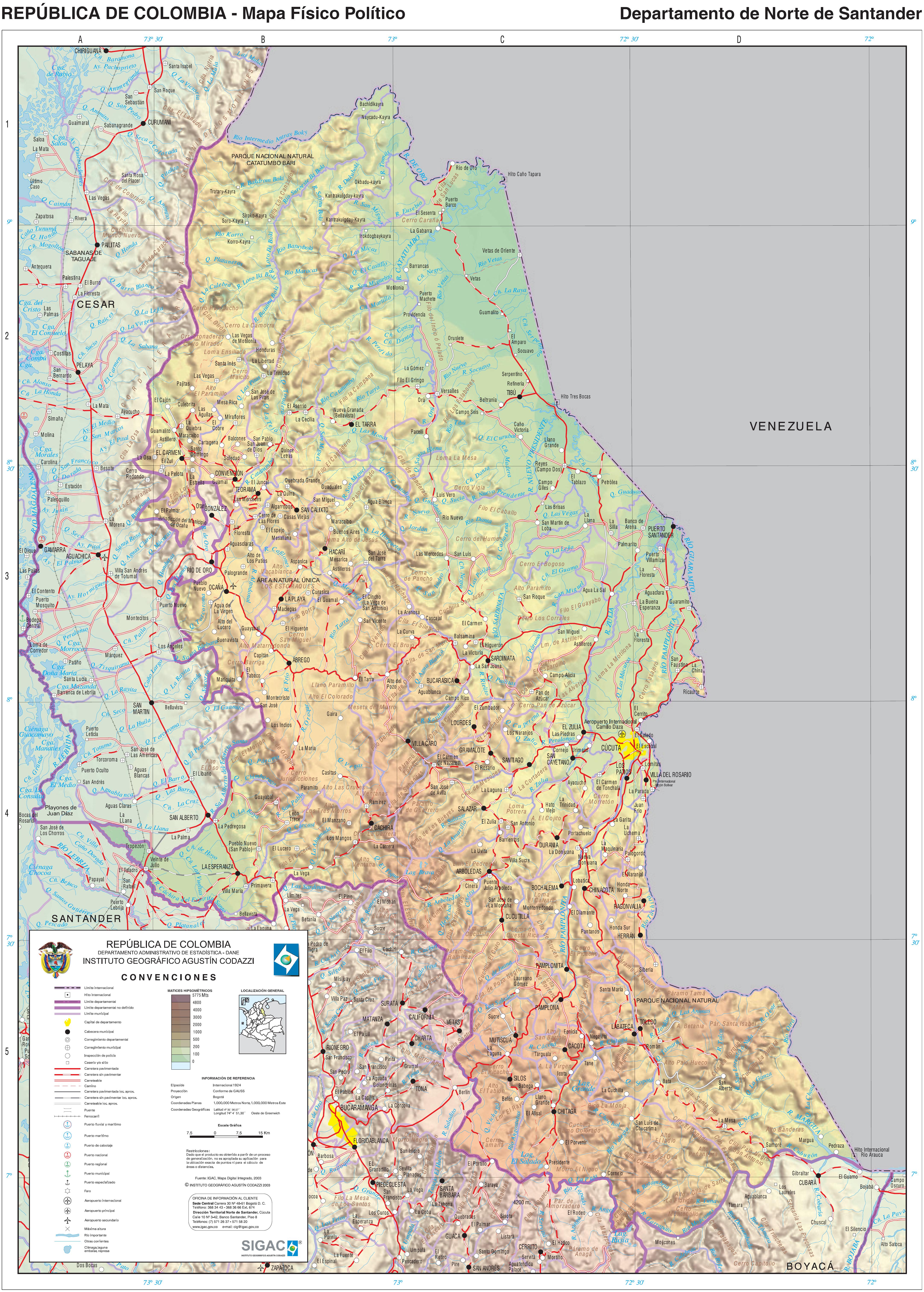 Mapa del Norte de Santander - Tamaño completo | Gifex