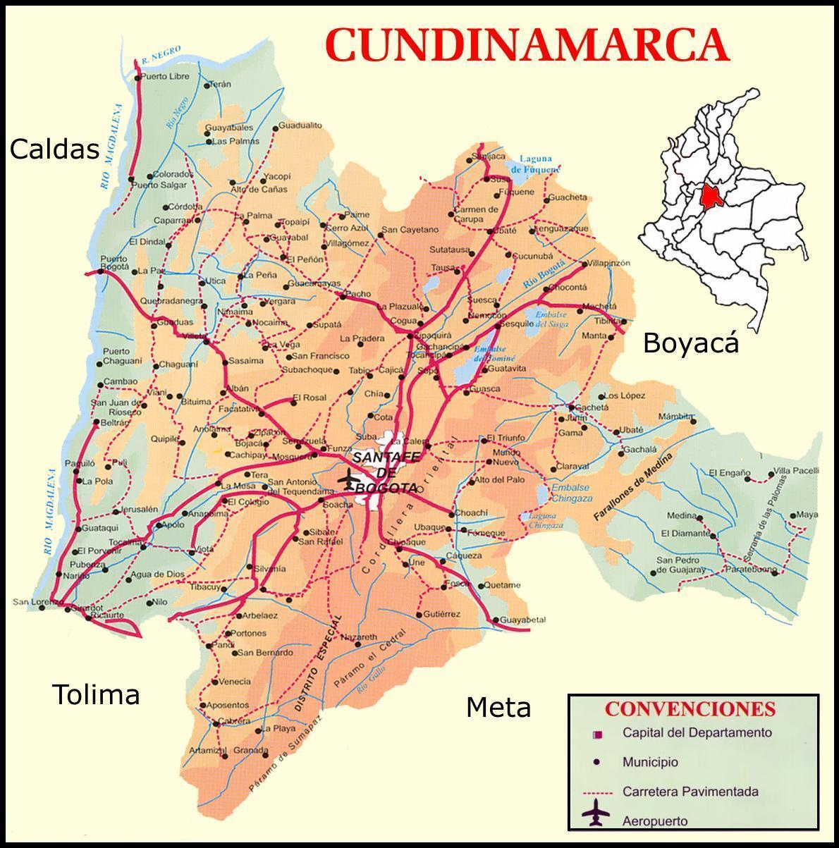 Mapa De Carreteras De Cundinamarca Tamaño Completo Ex 