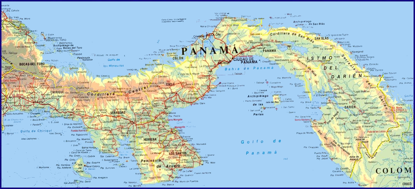 Mapa de carreteras de Panamá - Tamaño completo