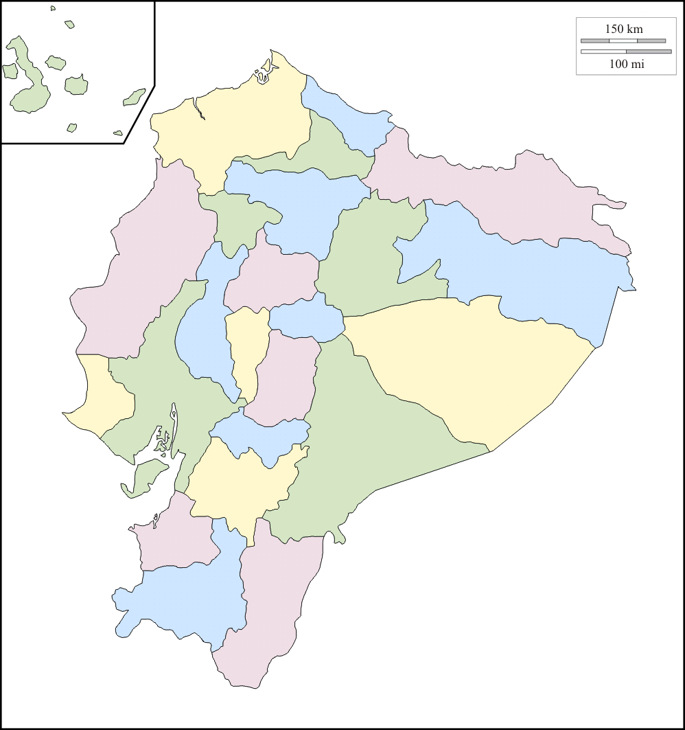 Colored Outline Map Of Ecuador