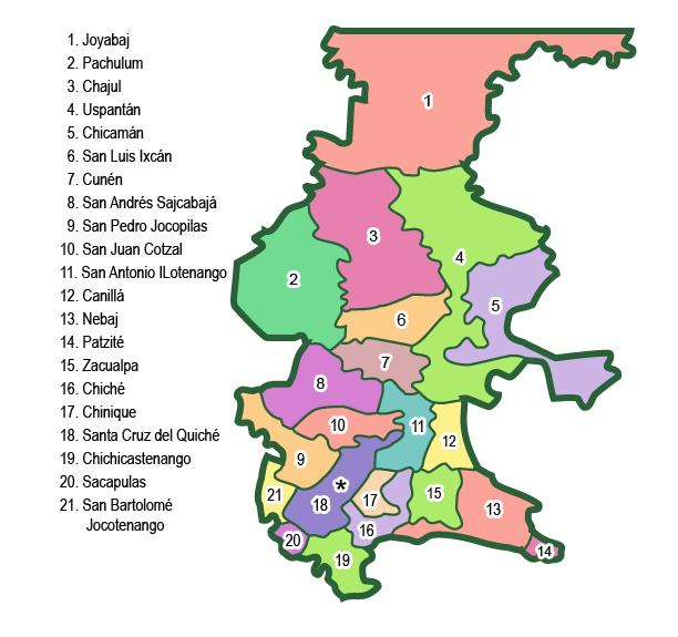 El Quiche Guatemala Map Municipalities Of Quiché - Full Size | Gifex