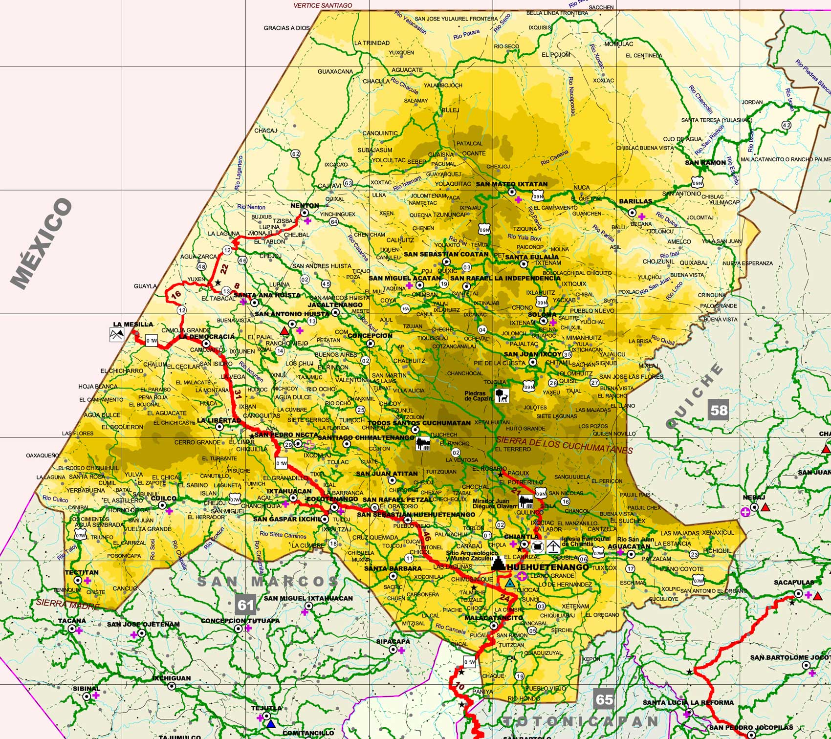 Mapa De Huehuetenango Guatemala Map Of Huehuetenango - Full Size | Gifex