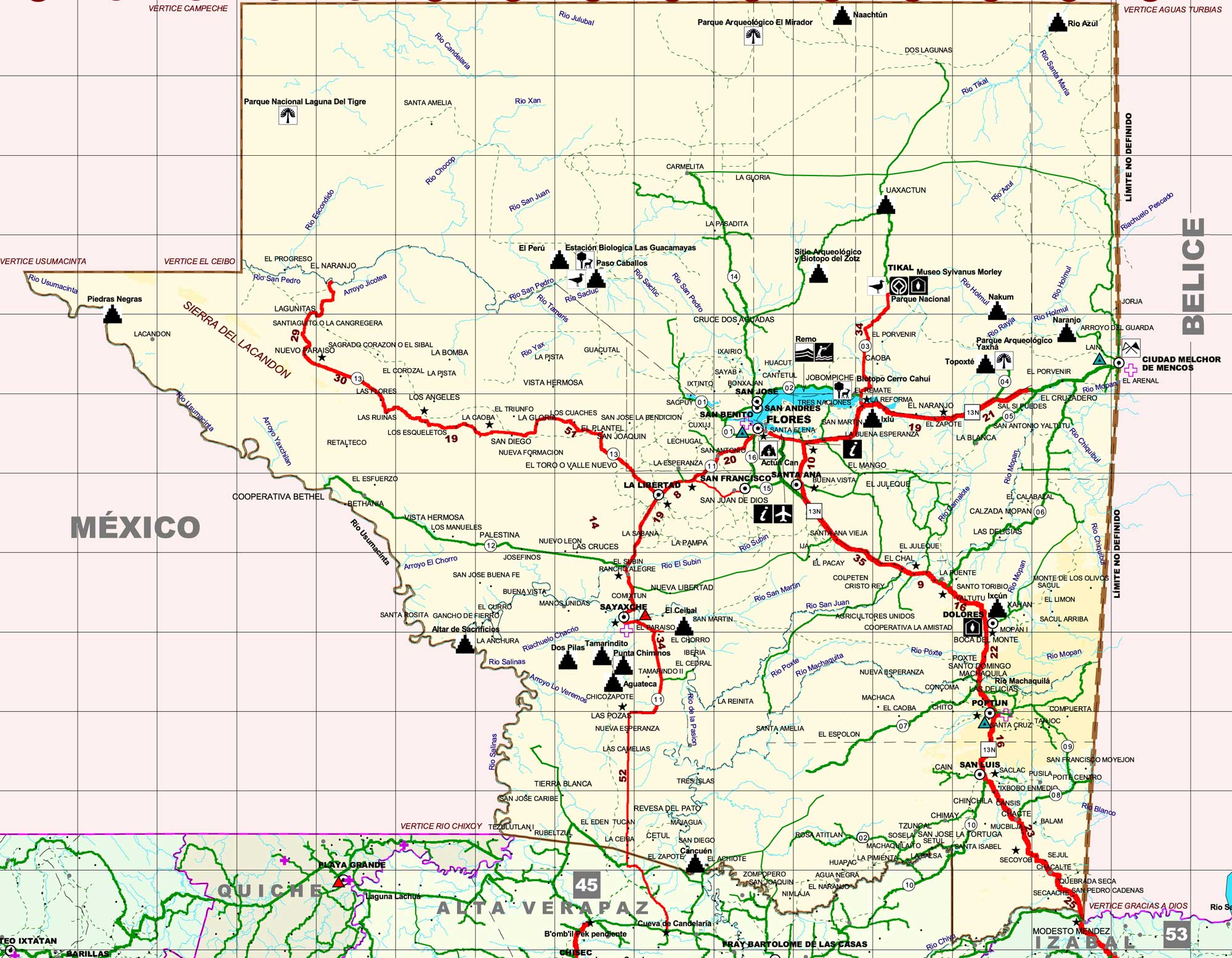 Sayaxche Peten Guatemala Map Map Of Petén - Full Size | Gifex