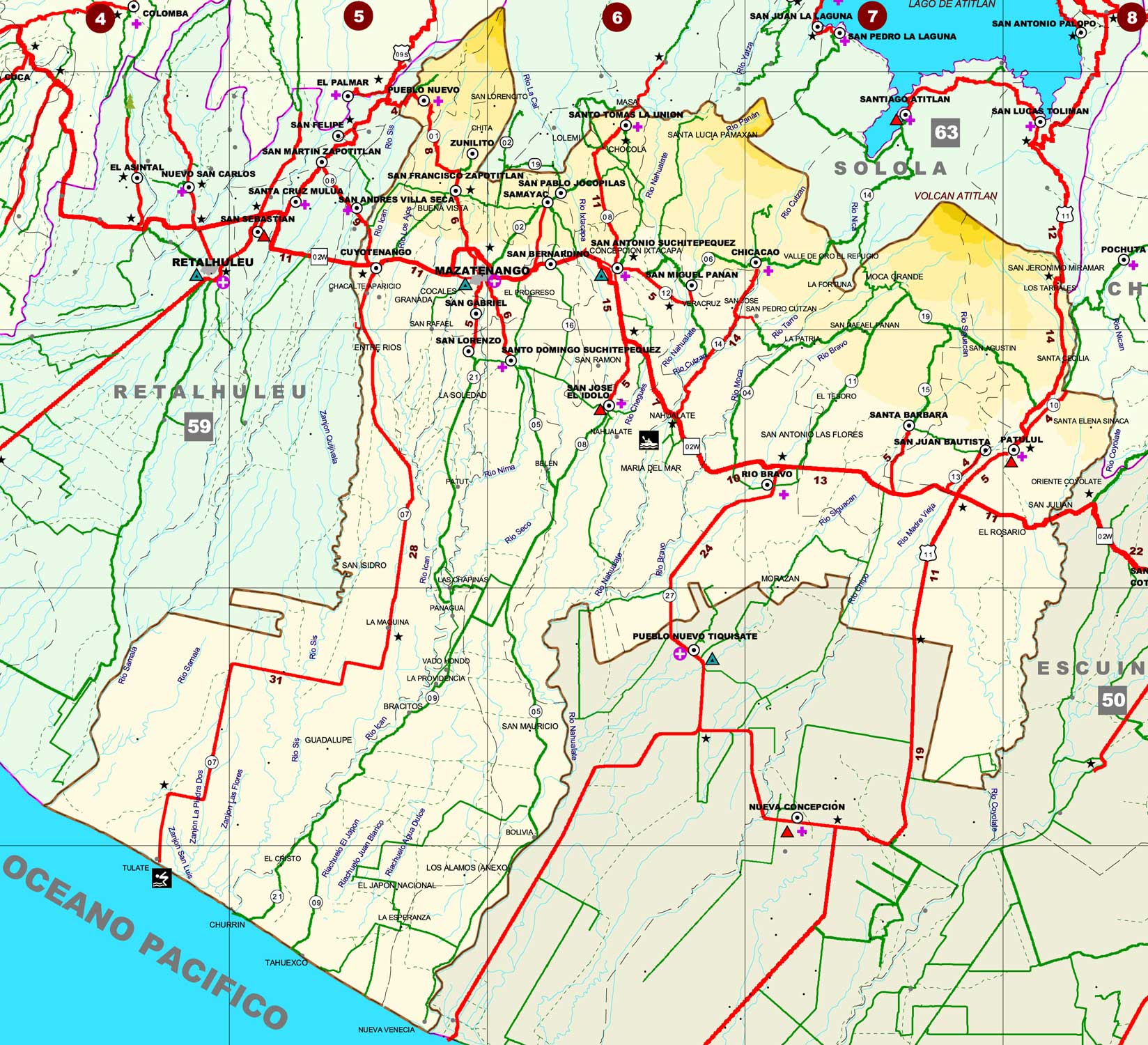 Map of Suchitepéquez - Full size | Gifex