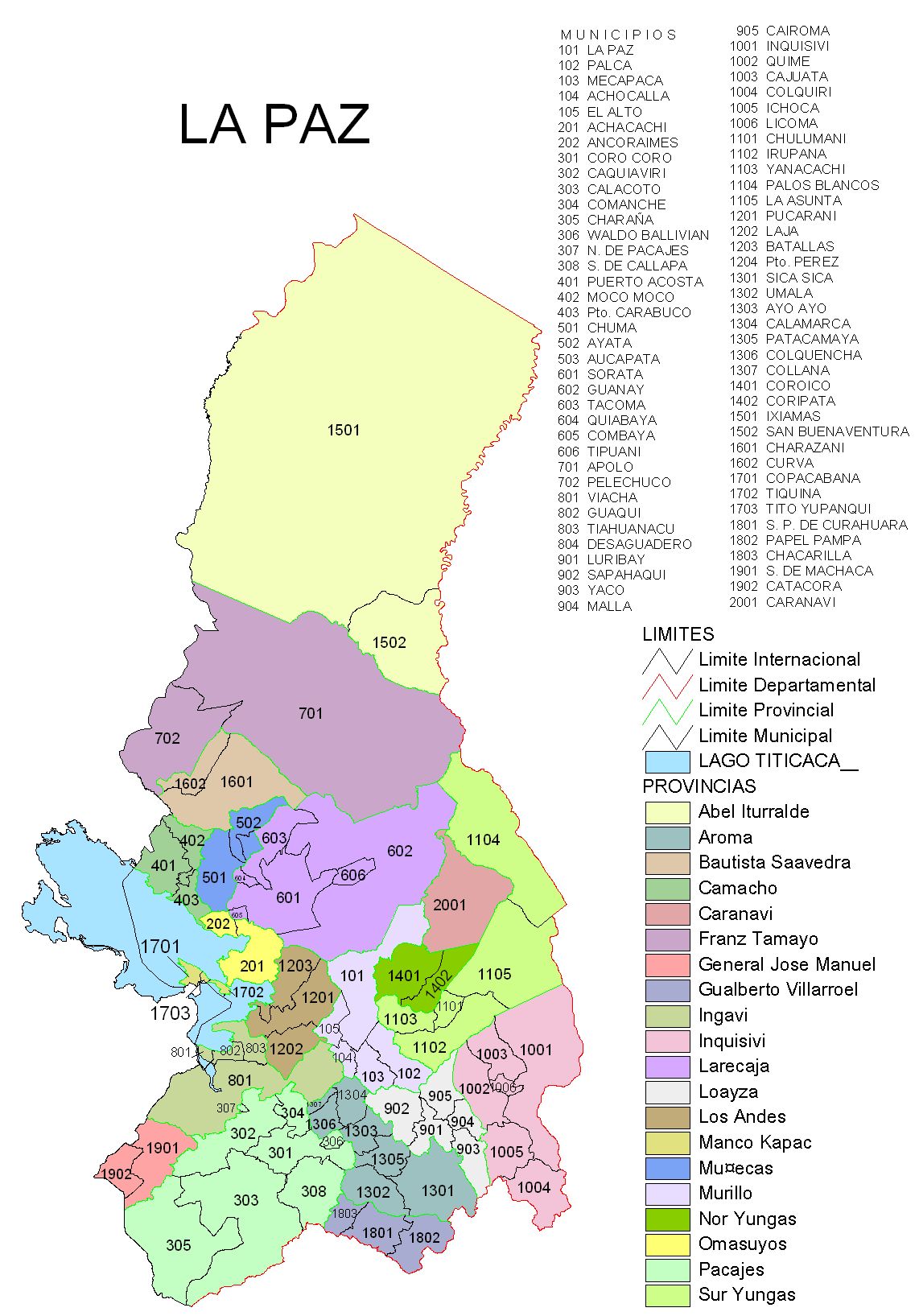 Provinces of the Department of La Paz - Full size | Gifex