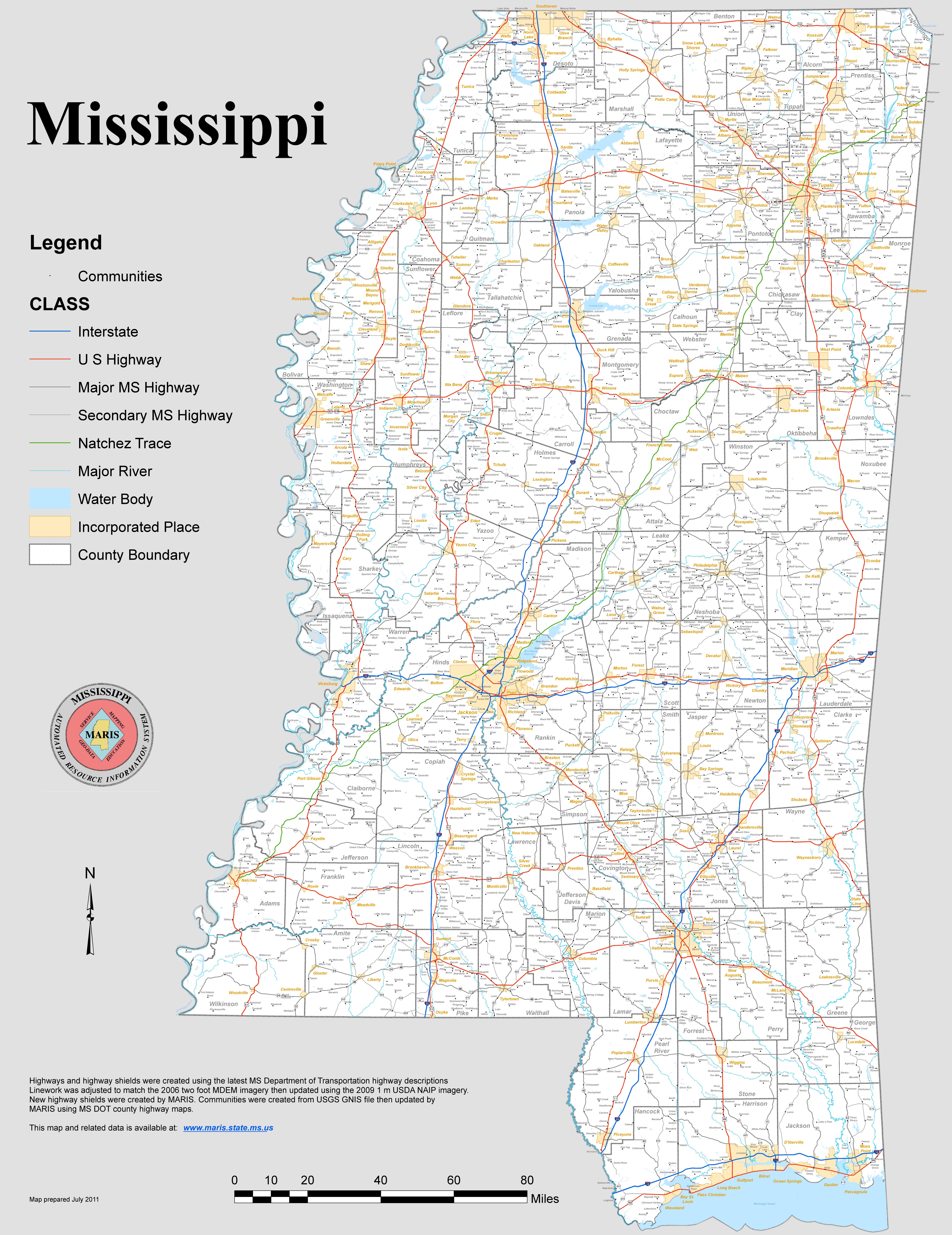 Map Of Mississippi 