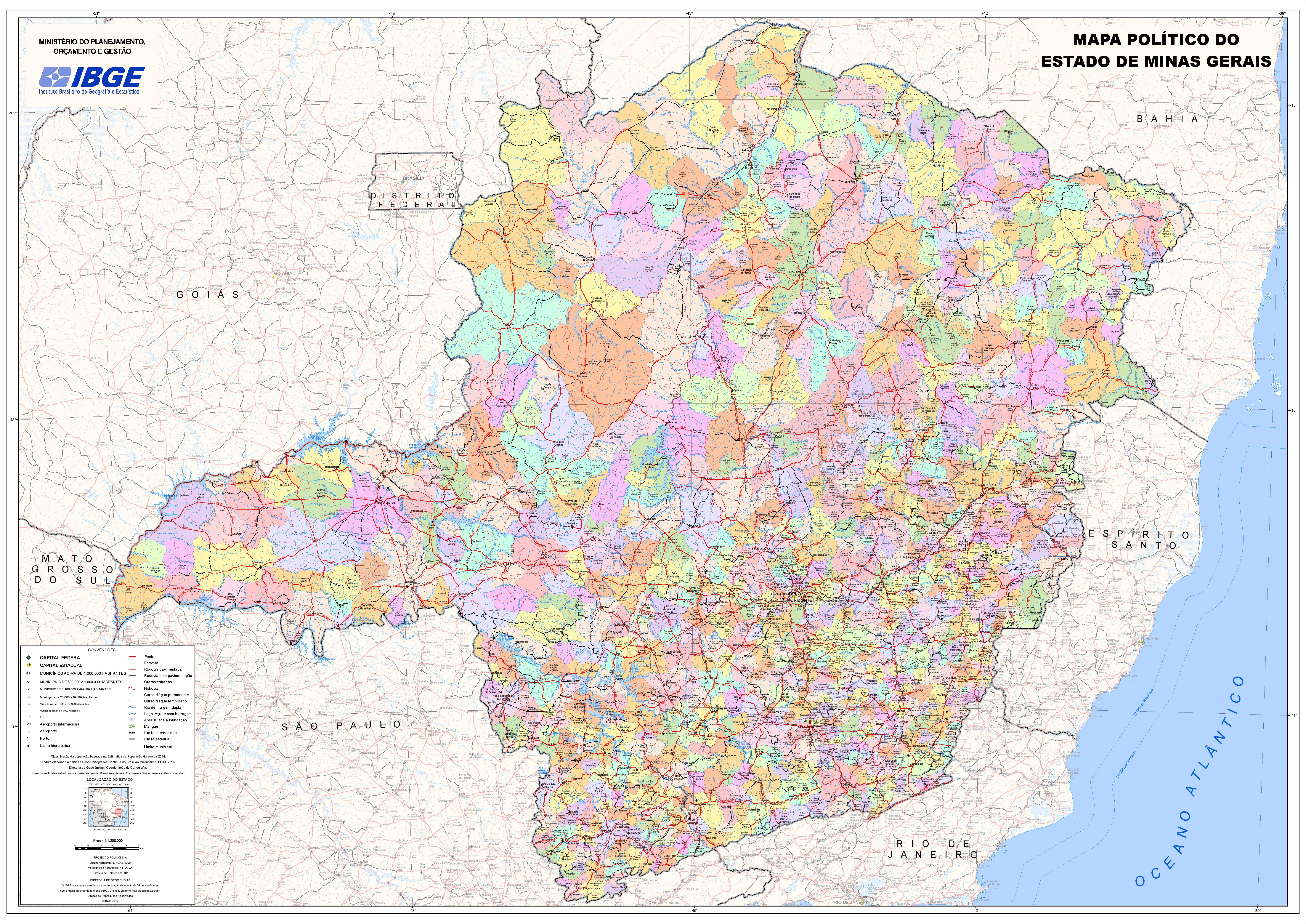 Mapa Politico Del Estado De Minas Gerais Tamano Completo Gifex