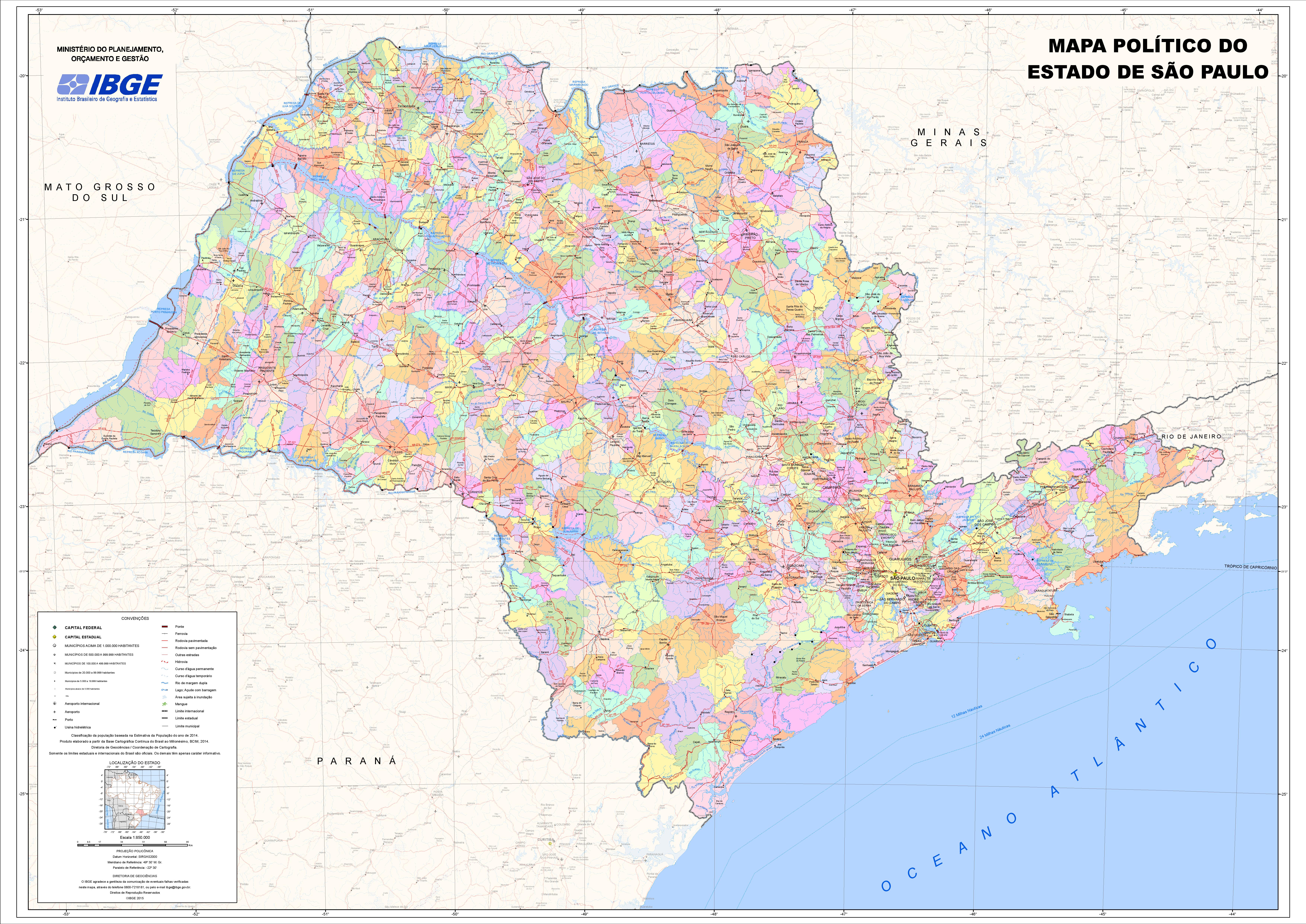 Mapa Politico Del Estado De Sao Paulo Tamano Completo Gifex