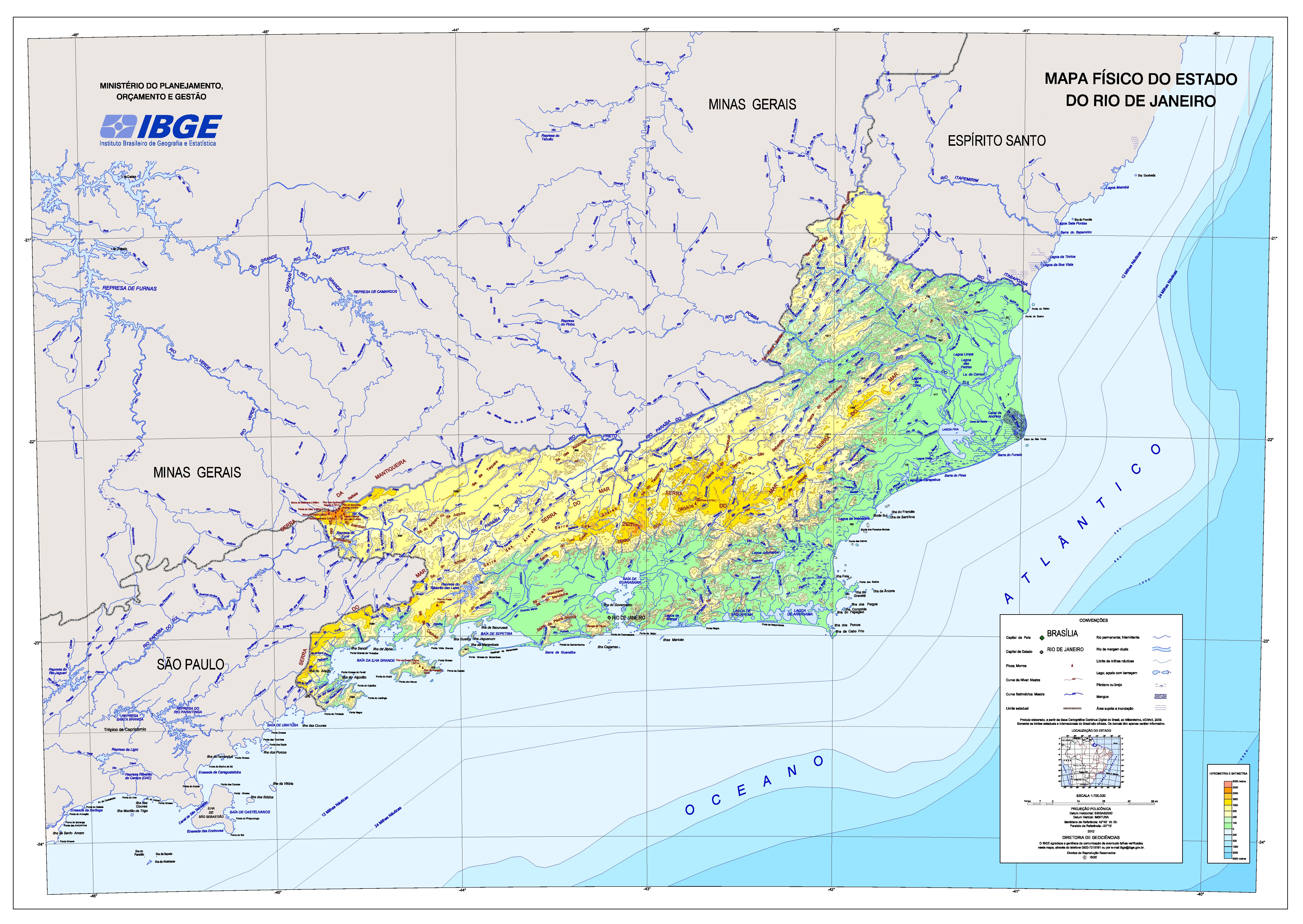 Physical Map Of The State Of Rio De Janeiro Brazil Full Size Gifex