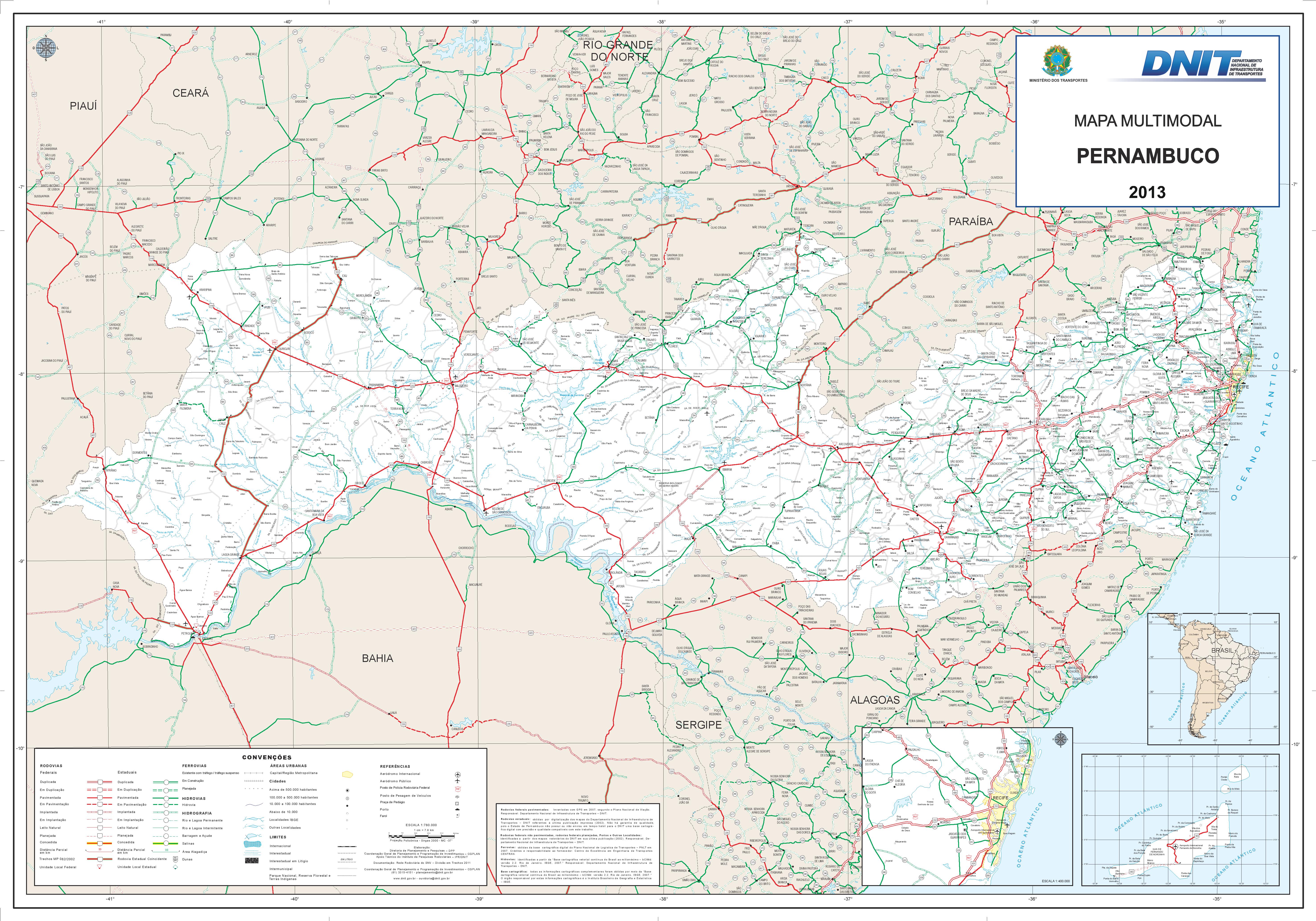 Political Map Of The State Of Pernambuco Brazil Full Size Gifex | My ...