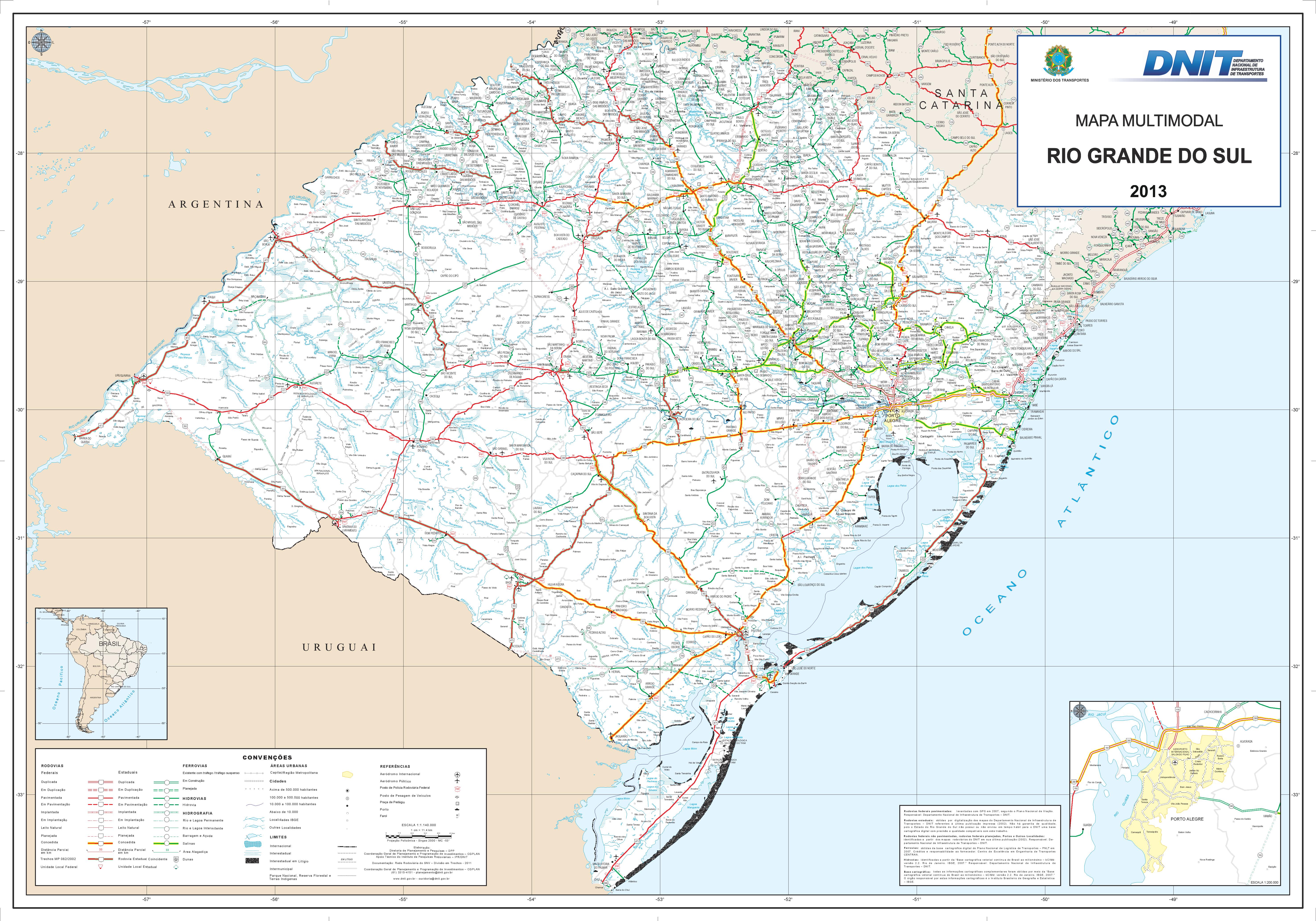 State Of Rio Grande Do Sul Road Map Full Size Gifex