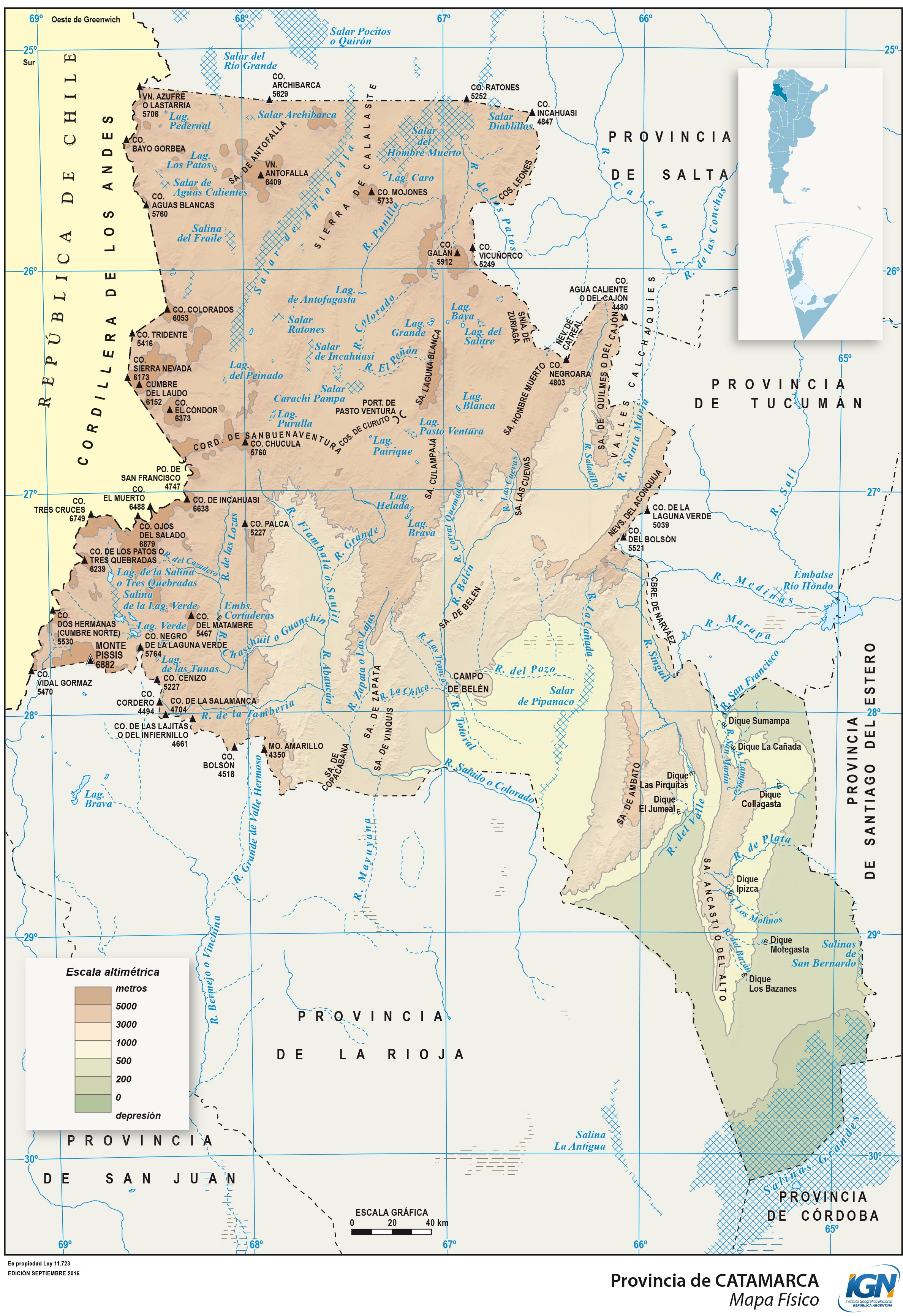 Catamarca - Physical map of the Province of Catamarca | Gifex