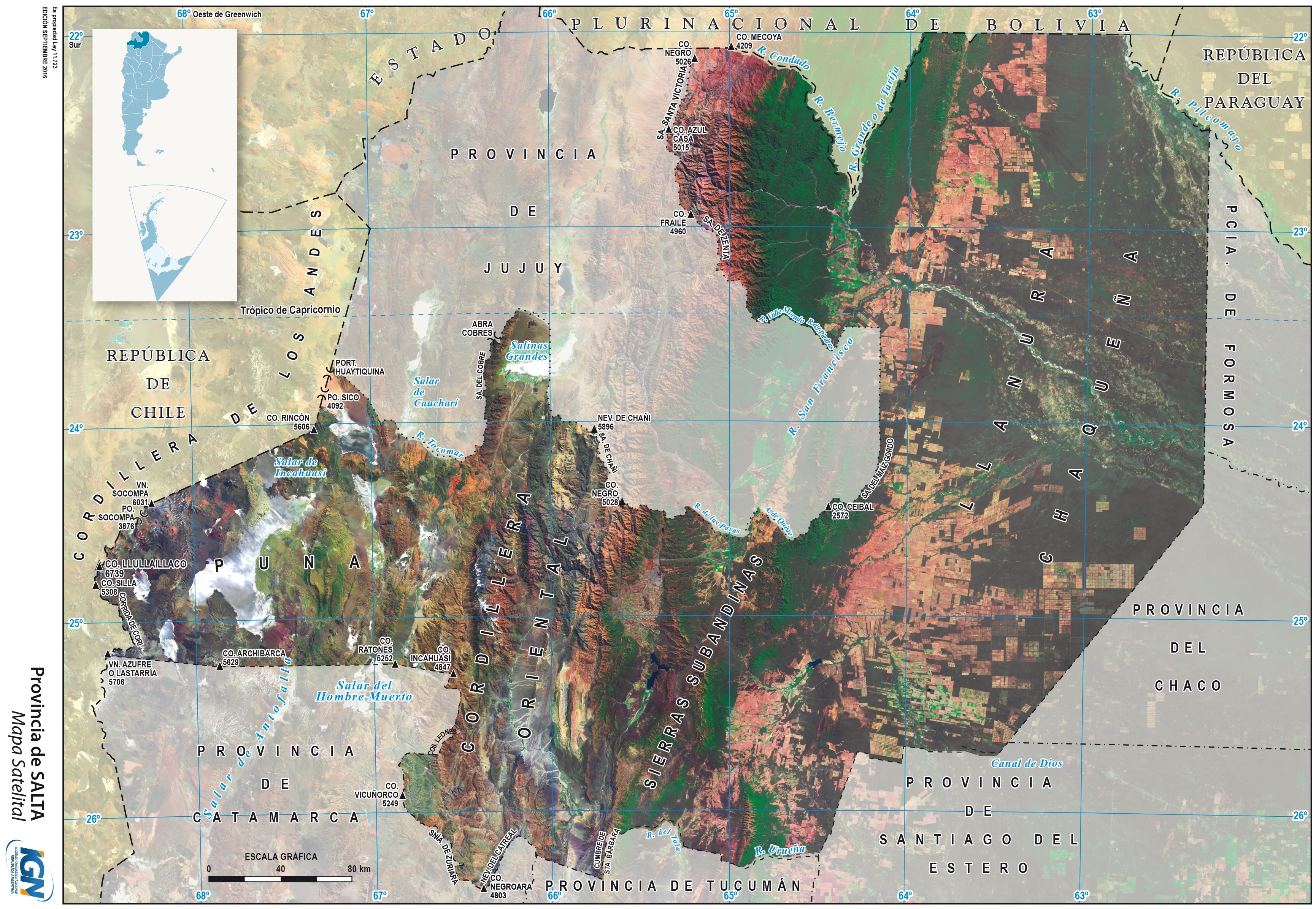 Salta - Satellite map of the Province of Salta, Argentina | Gifex