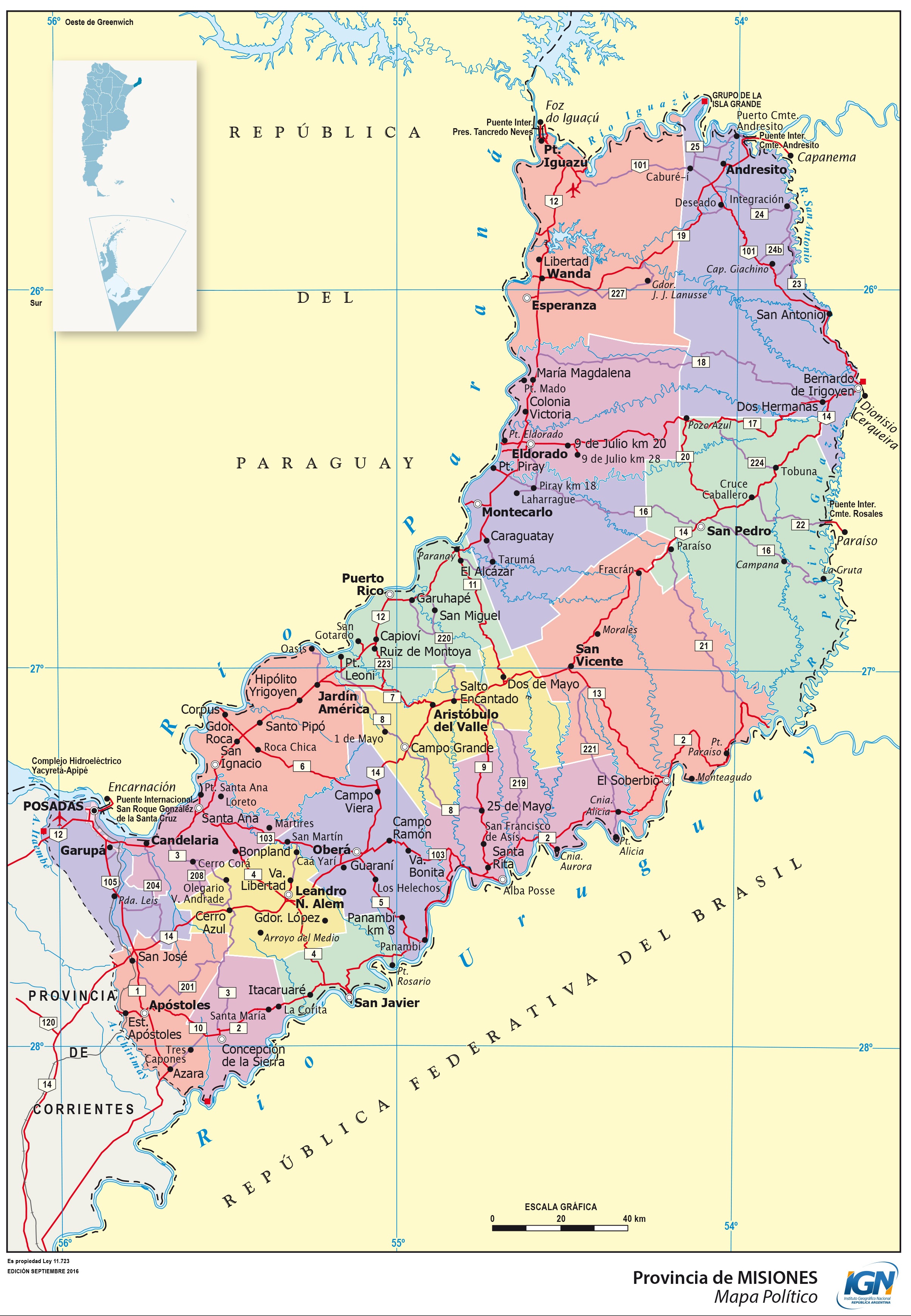 Map Of The Province Of Misiones And Its Departments - Full Size | Gifex