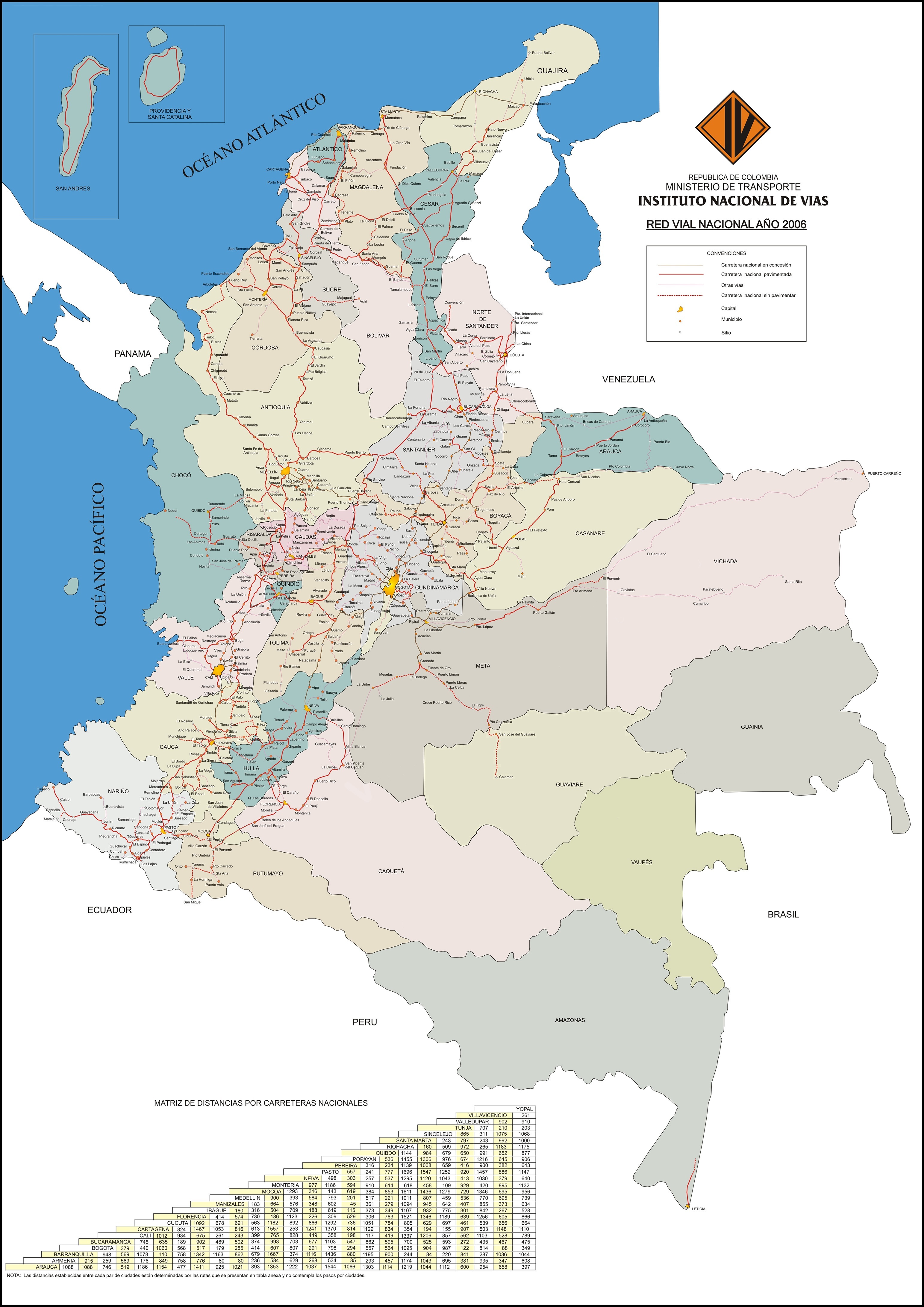 Mapa De Carreteras De Colombia Tamaño Completo Ex 6302