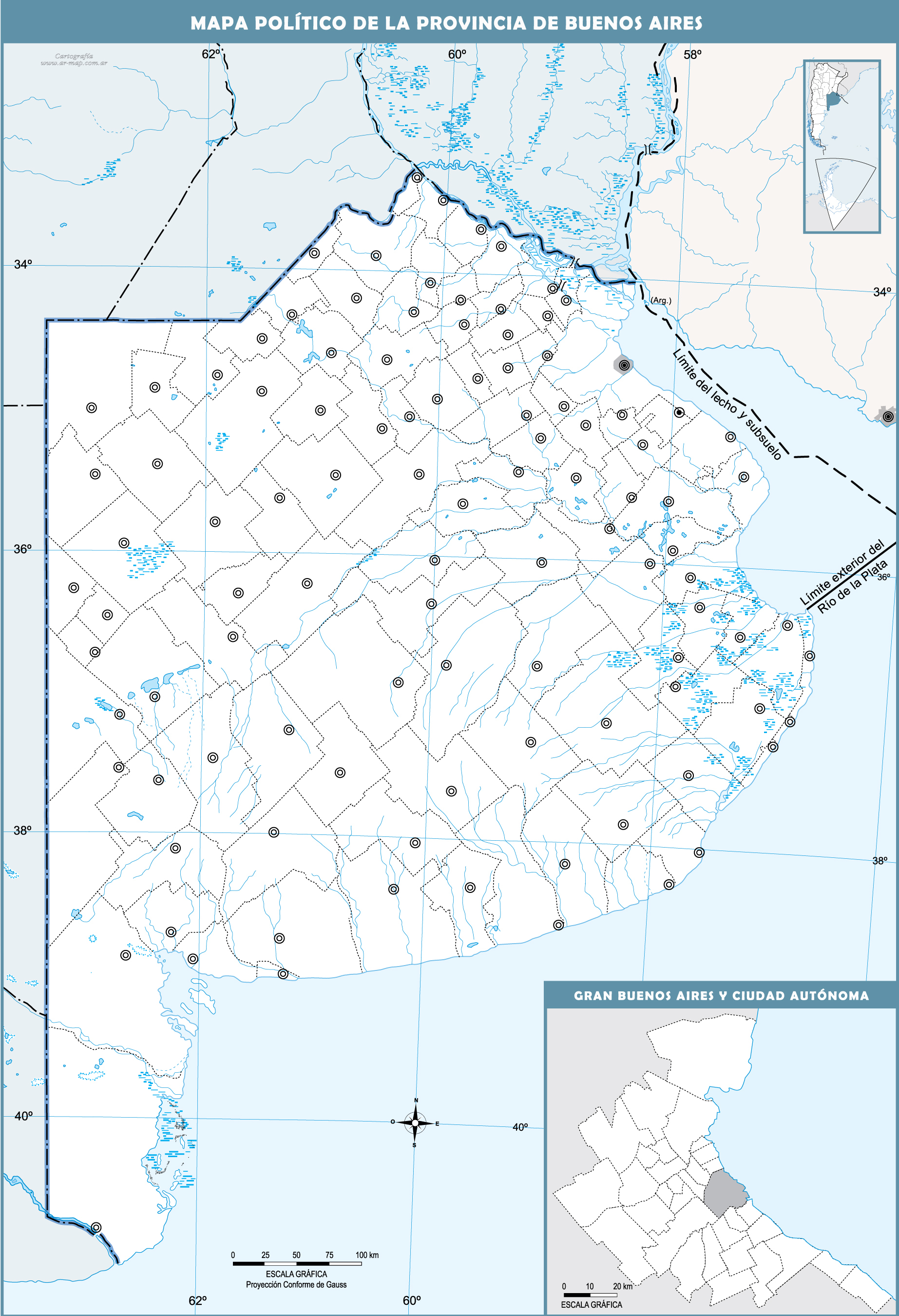 Mapa Político Mudo De La Provincia De Buenos Aires Ex 1178