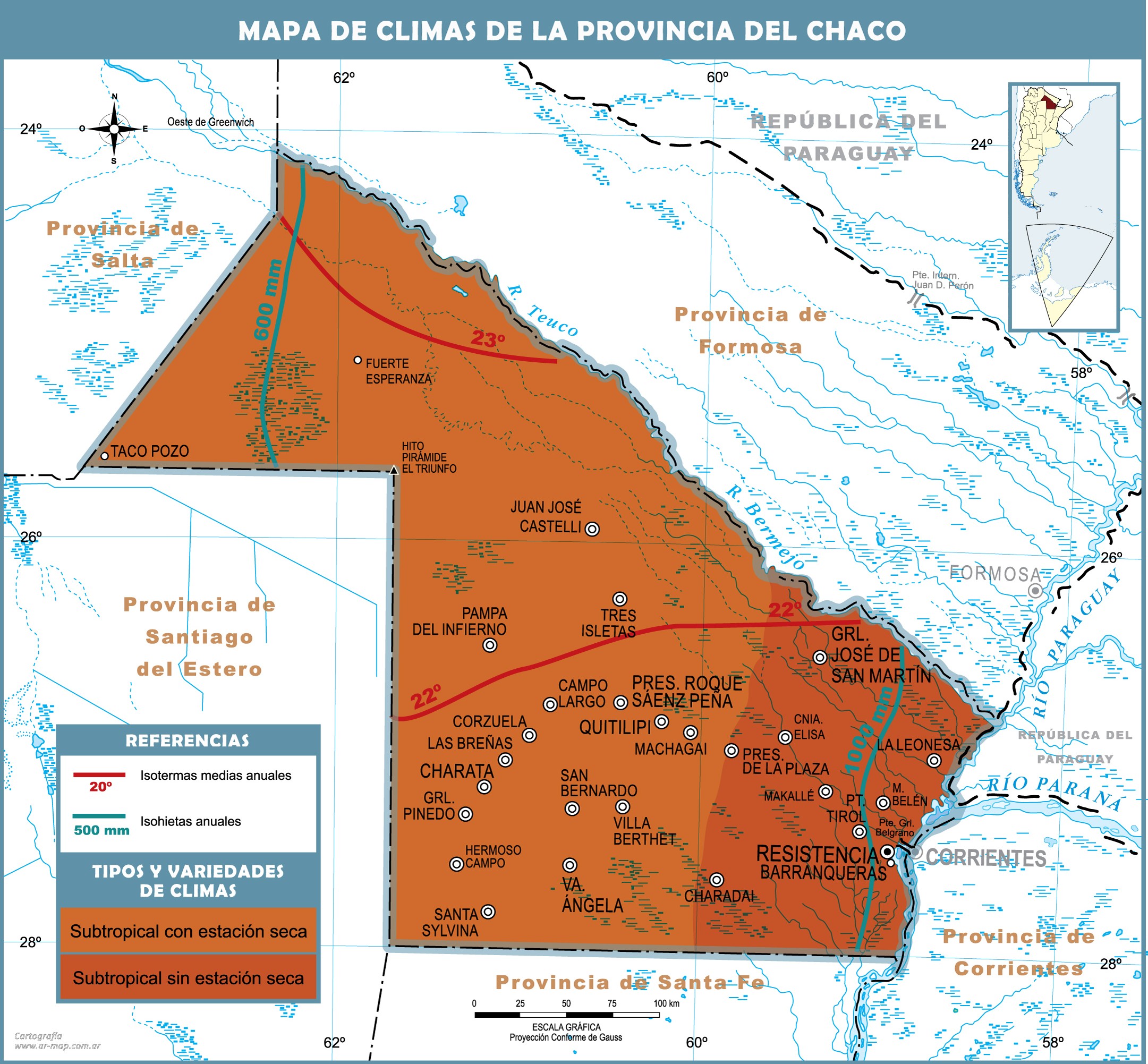 Climatic map of the Province of Chaco | Gifex