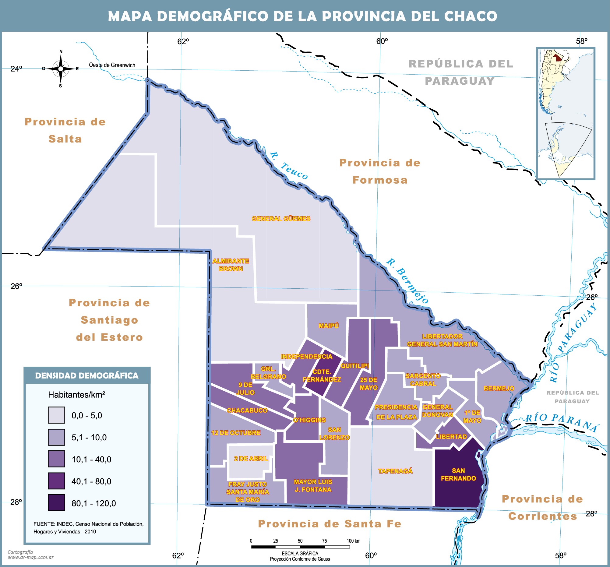 Mapa demogr fico de la Provincia del Chaco Gifex