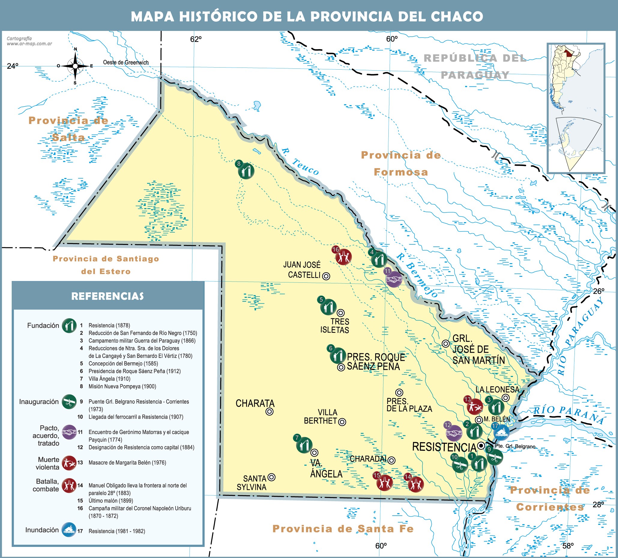 Historical map of the Province of Chaco | Gifex