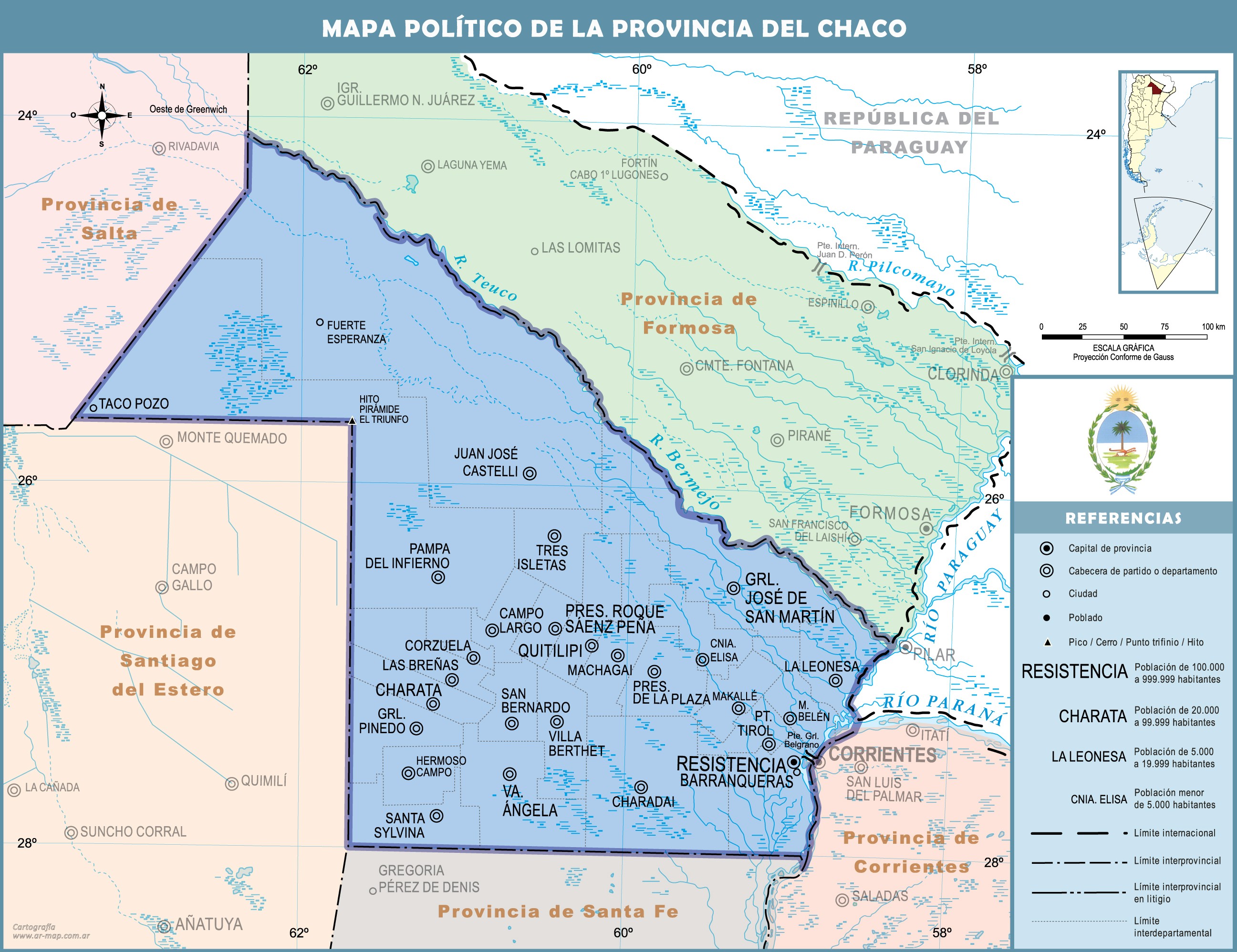 Mapa pol tico de la Provincia del Chaco Gifex