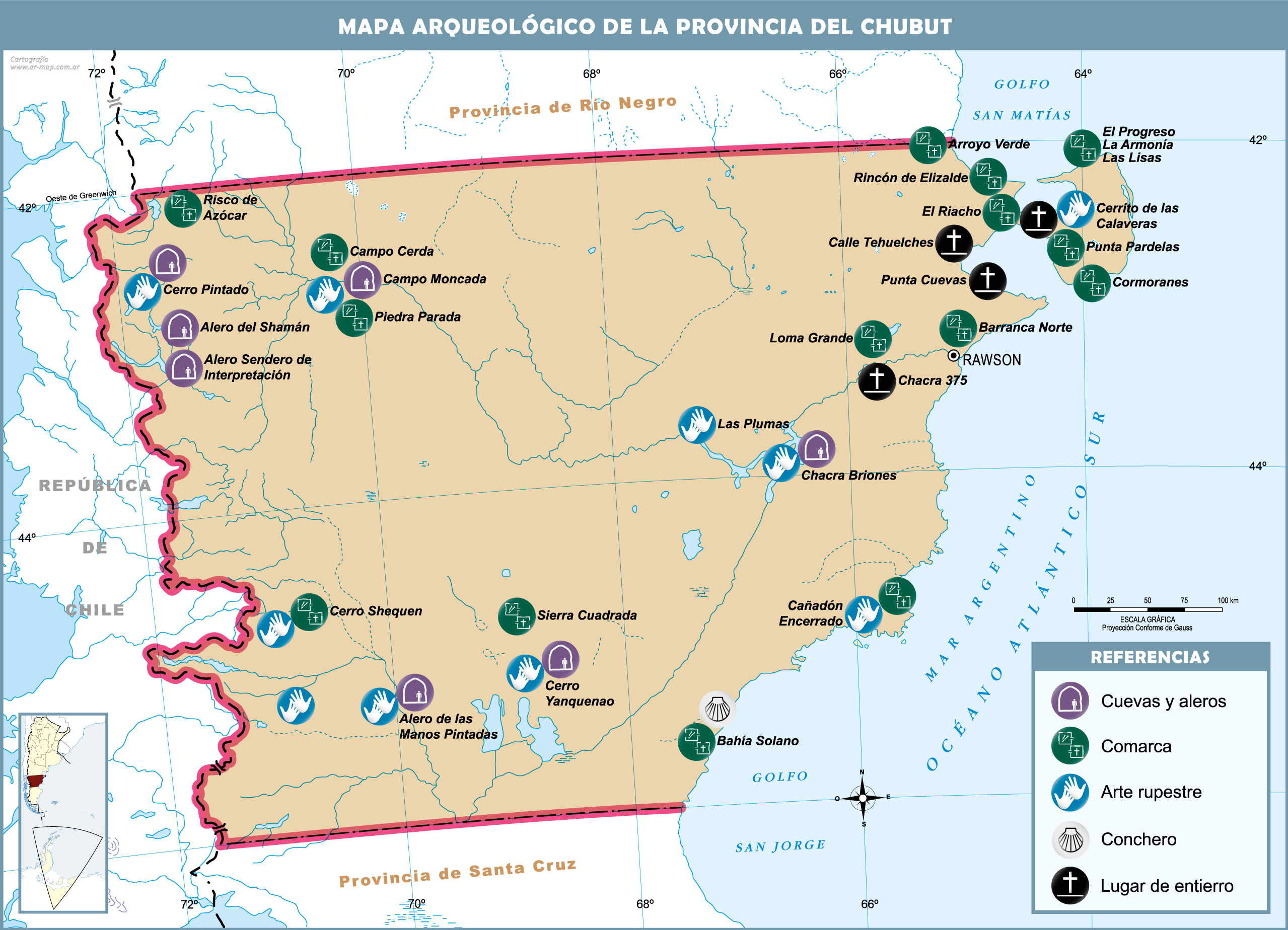 Archaeological map of the province of Chubut | Gifex