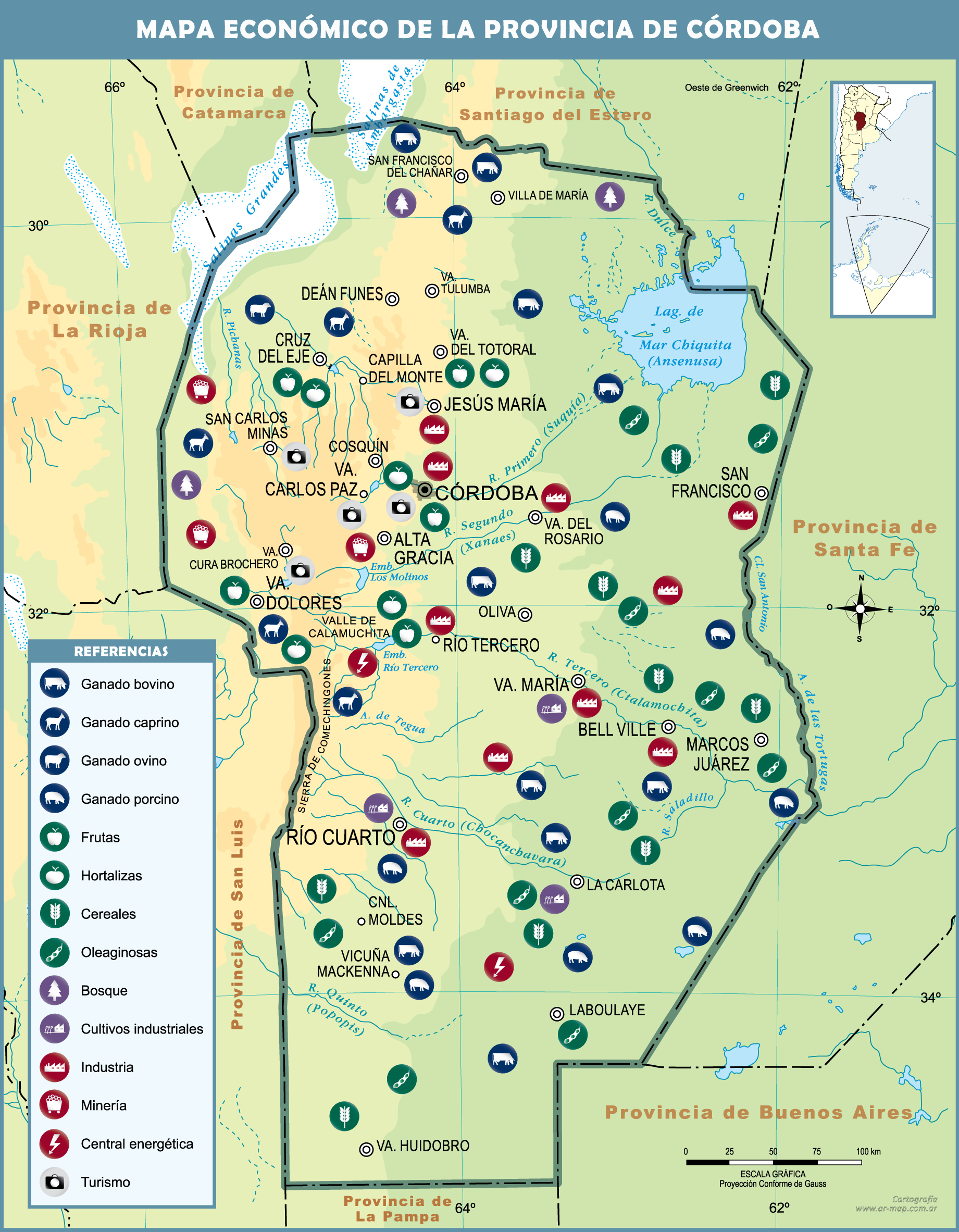 Economic Map Of The Province Of Córdoba, Argentina | Gifex