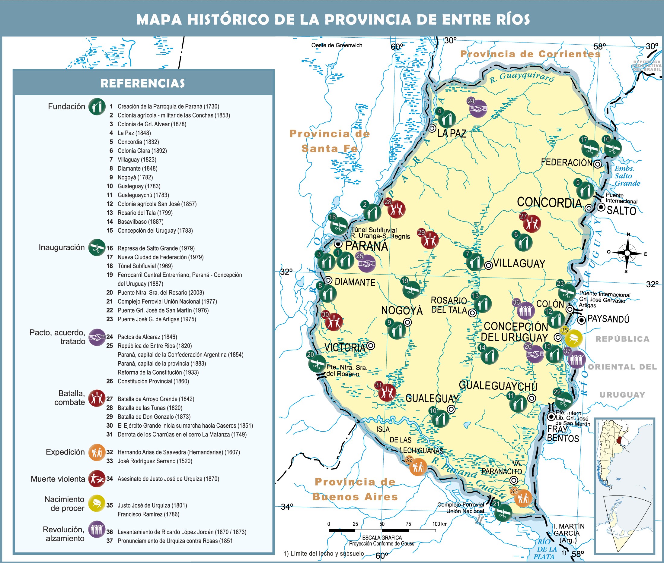 Historical map of the Province of Entre Ríos | Gifex