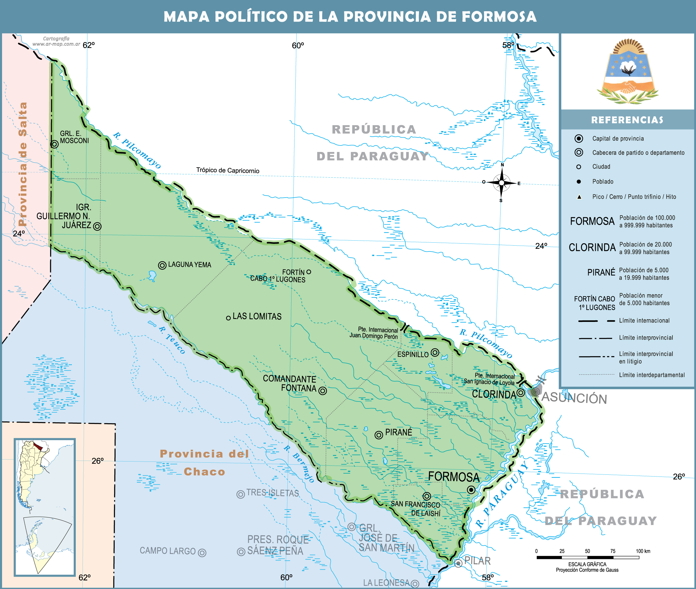 Political Map Of The Province Of Formosa Argentina 